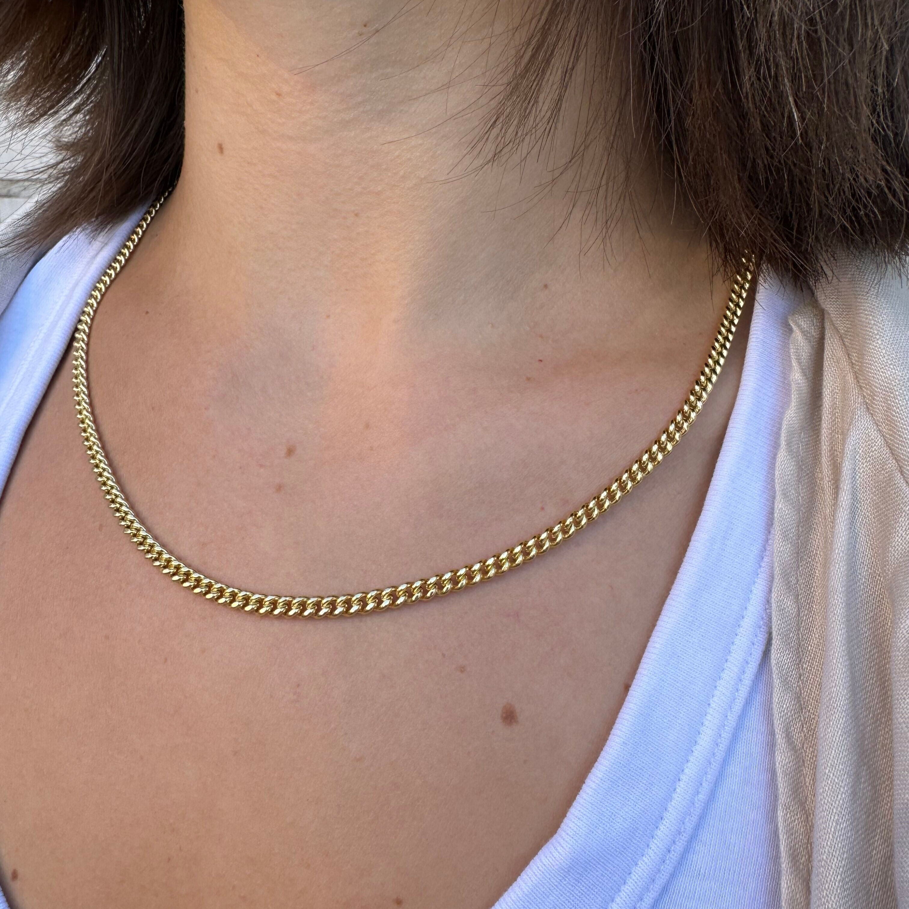 14K Gold Puffed Curb Link Necklace