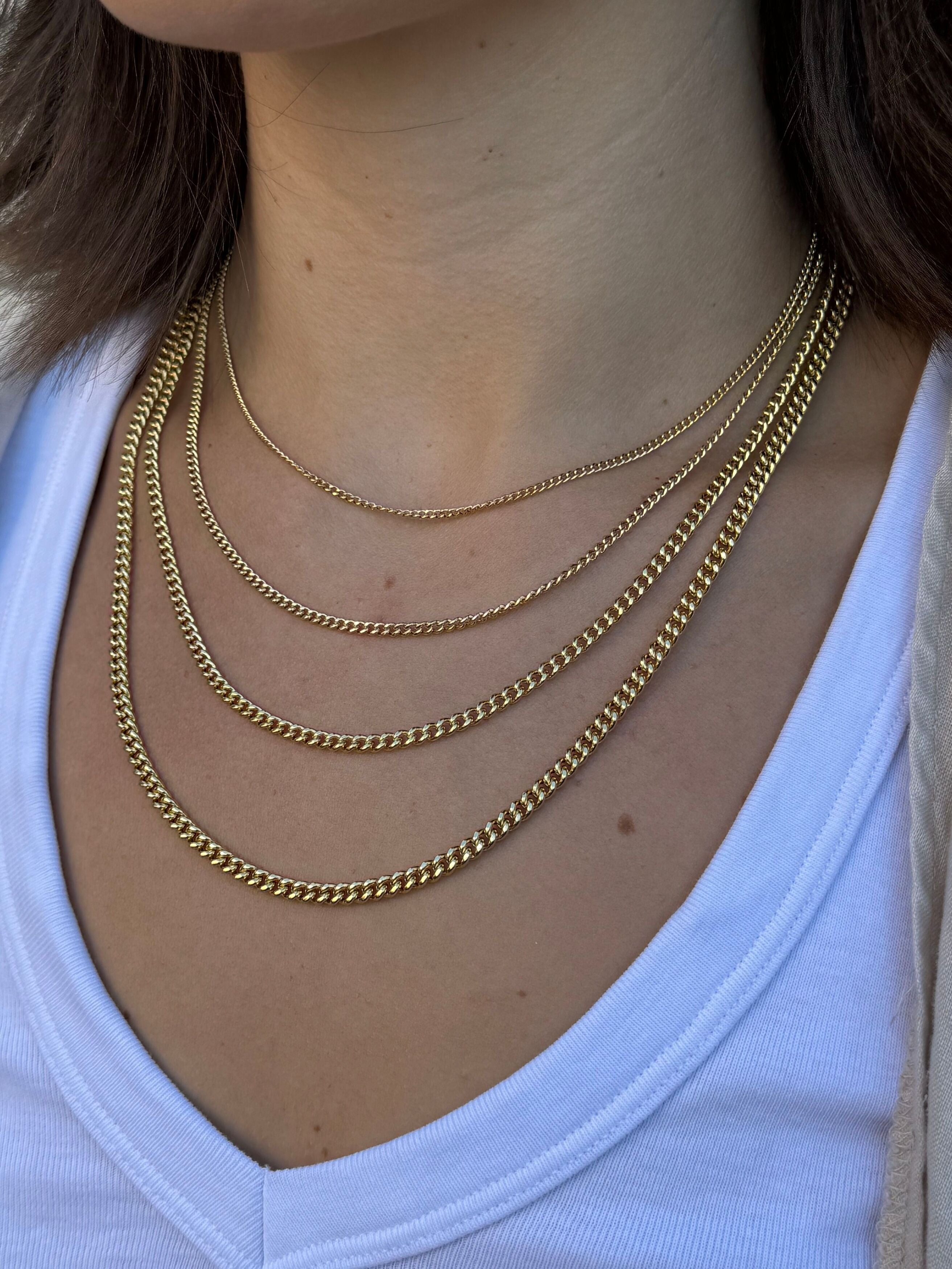 14K Gold Puffed Curb Link Necklace