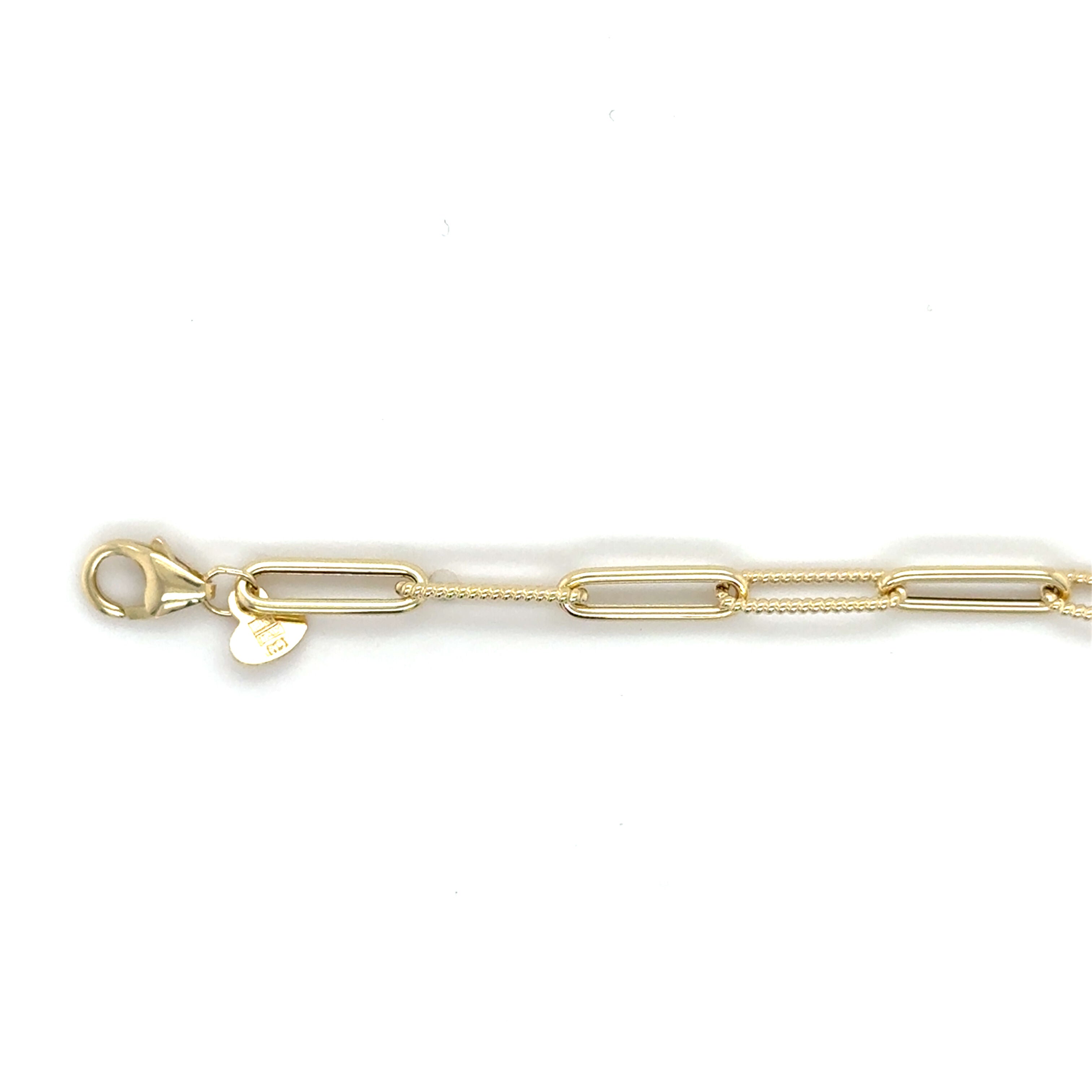 14K Gold Alternating Twist Link Paperclip Necklace