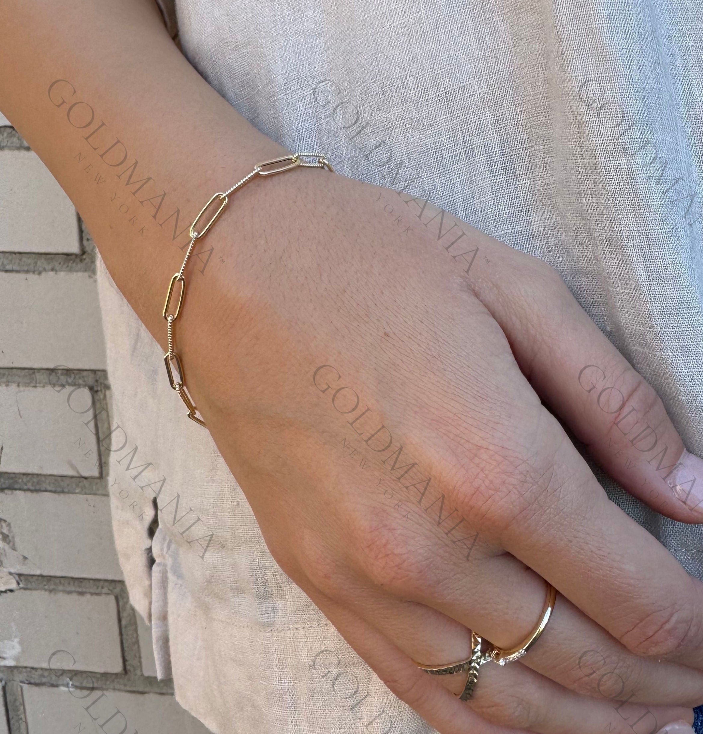 14K Solid Gold Paperclip Chain Bracelet Classic Link – Elegant, Durable, Versatile