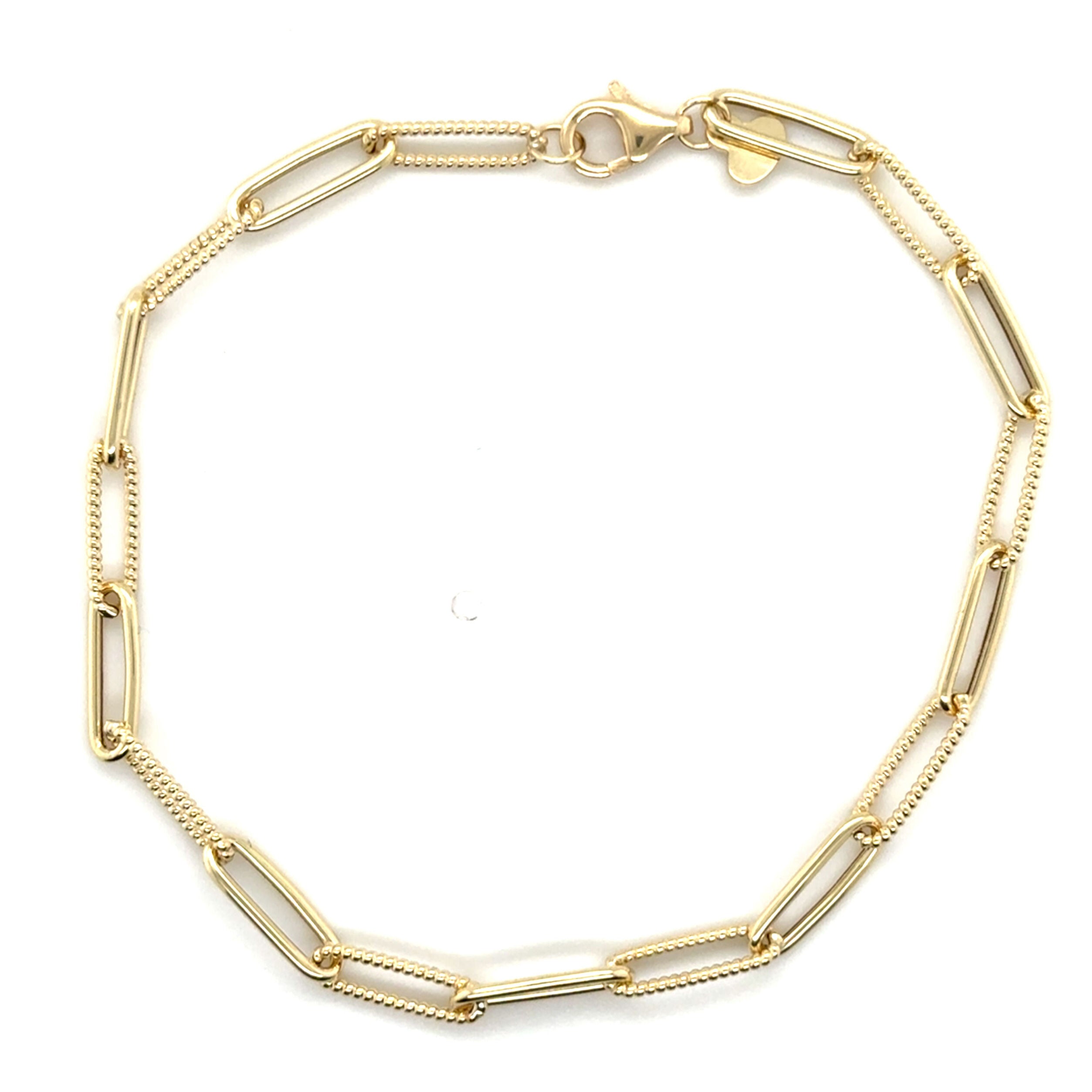 14K Gold Alternating Twist Link Paperclip Bracelet