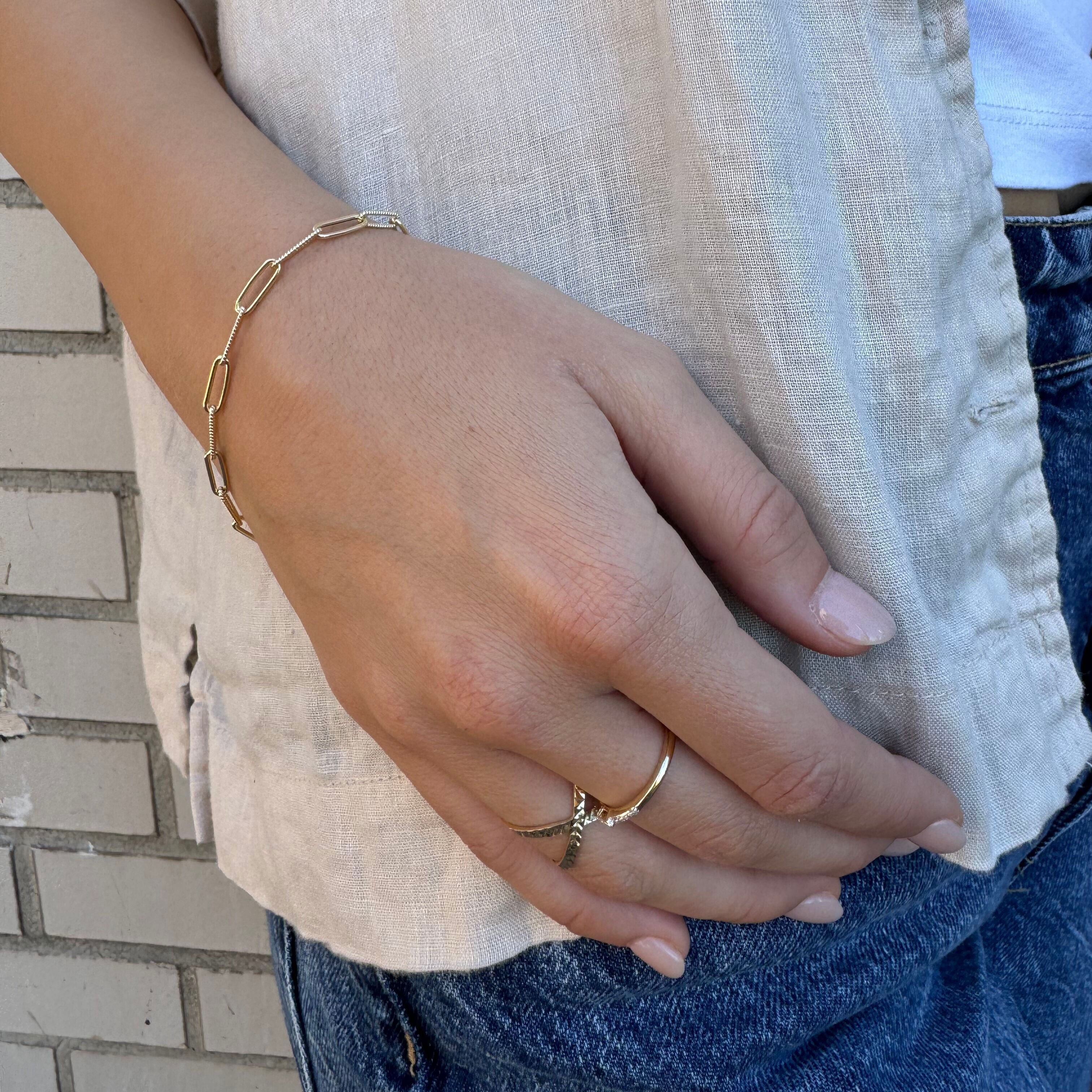 14K Solid Gold Paperclip Chain Bracelet Classic Link – Elegant, Durable, Versatile