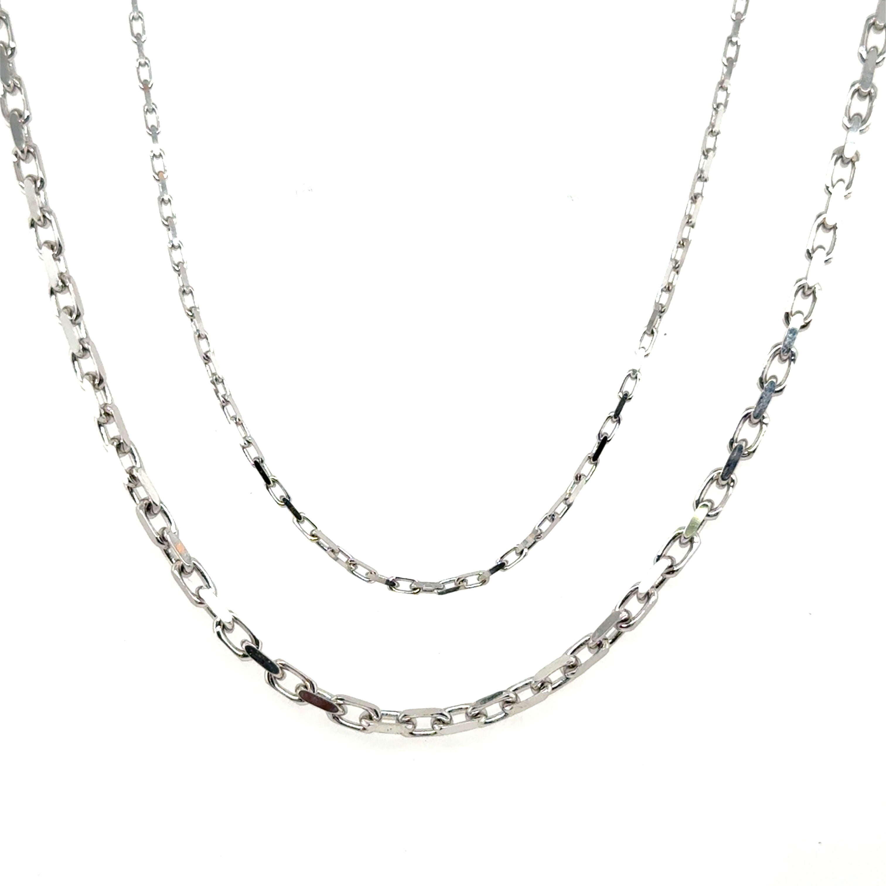 14K White Gold Faceted Cable Link Necklace