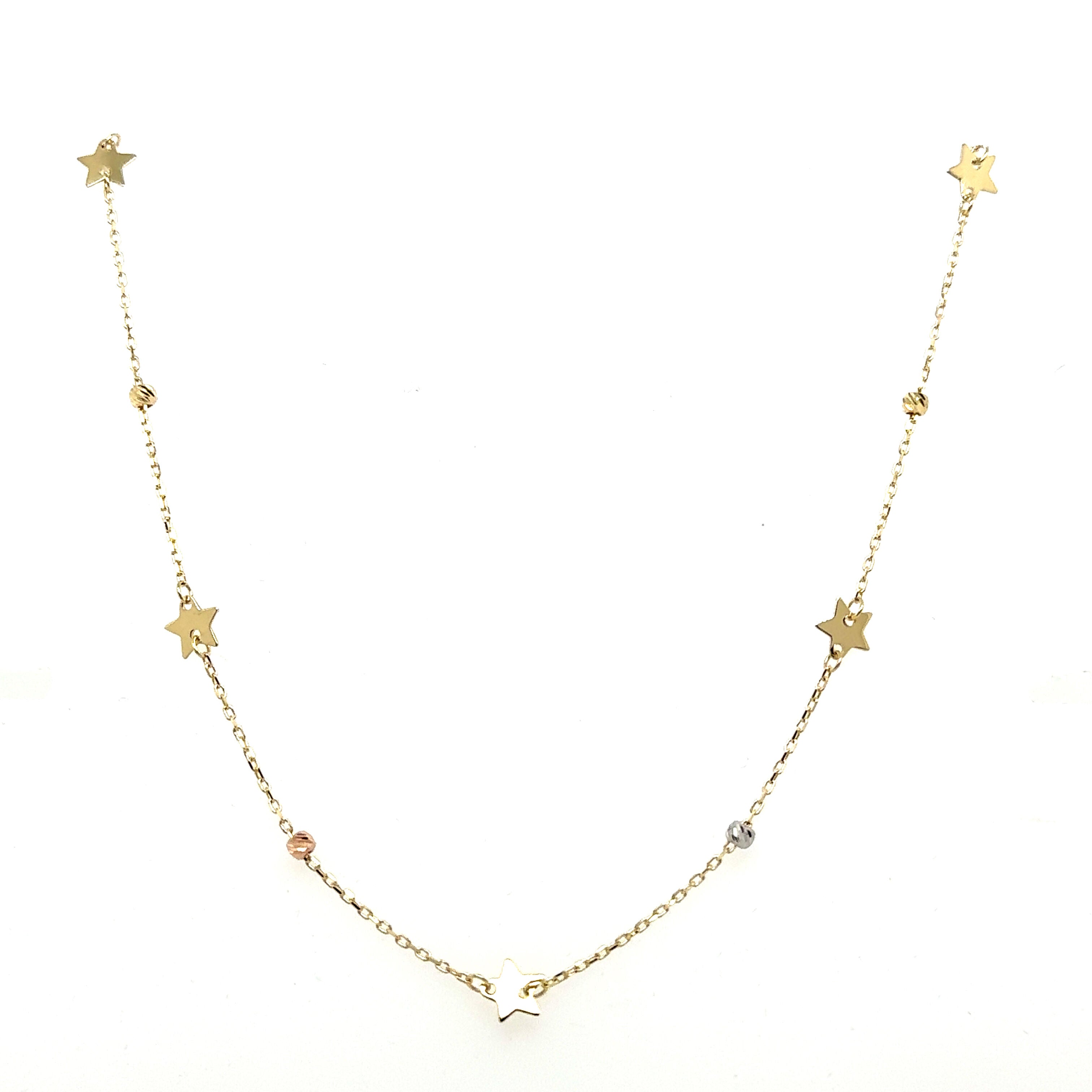 14K Gold Star Station Necklace