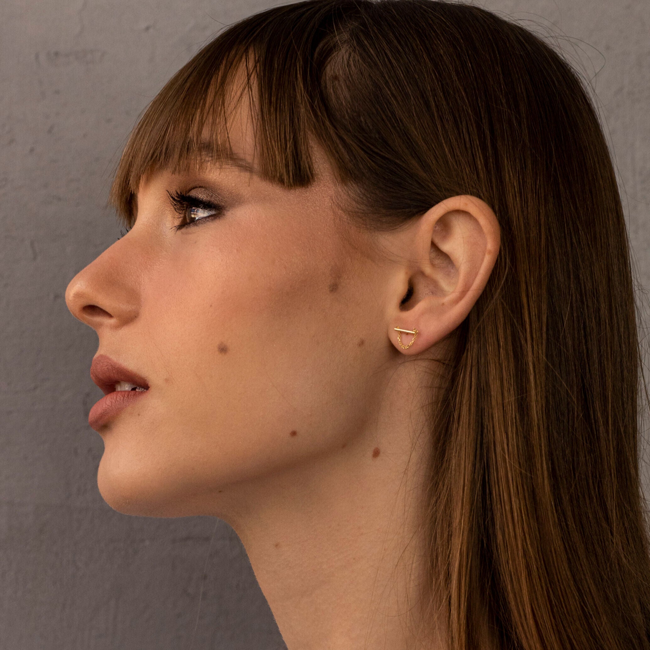 14K Bar Chain Drape Earrings