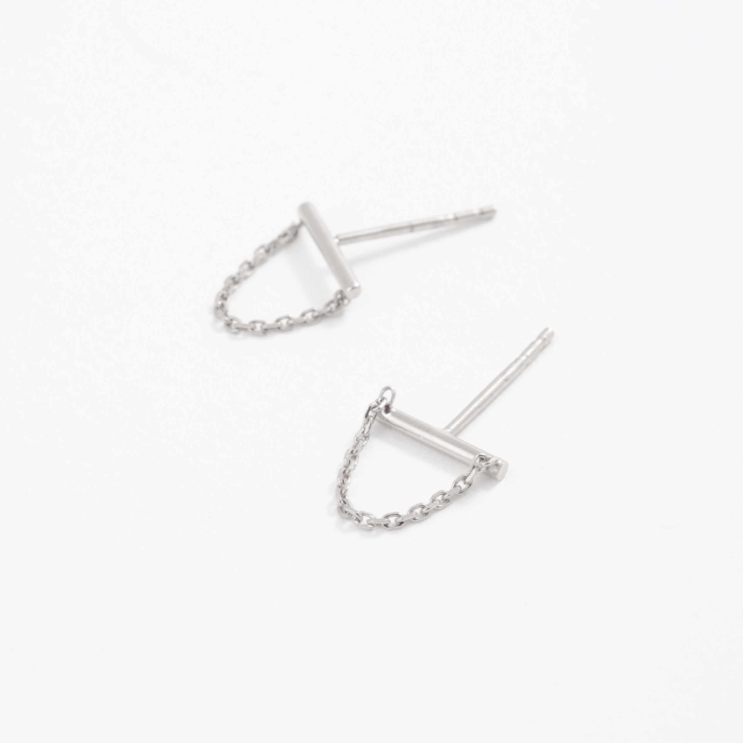 14K Bar Chain Drape Earrings