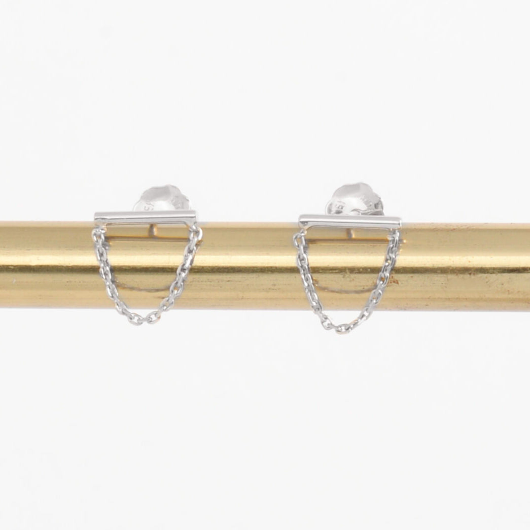 14K Bar Chain Drape Earrings