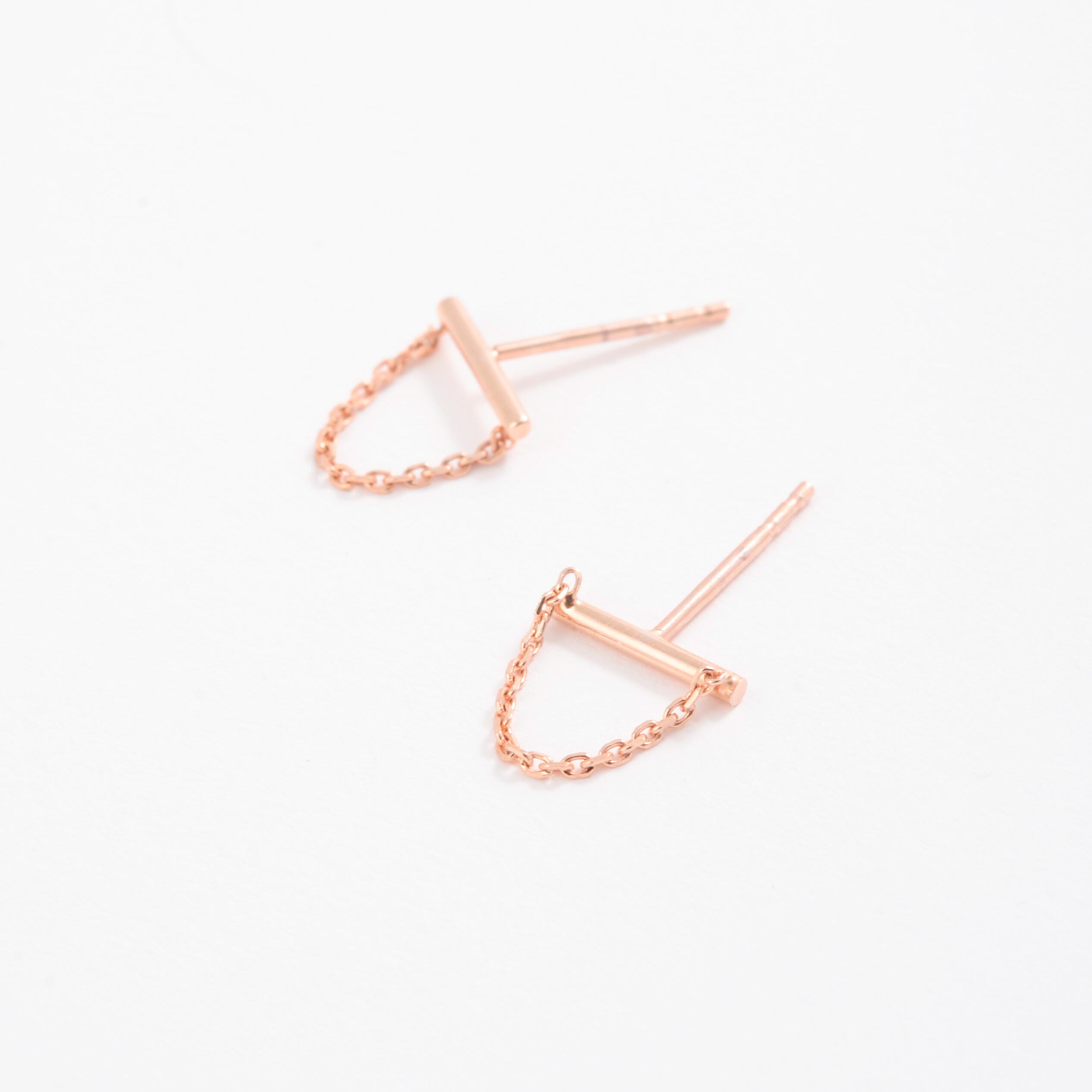14K Bar Chain Drape Earrings