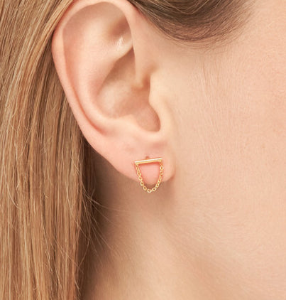 14K Bar Chain Drape Earrings