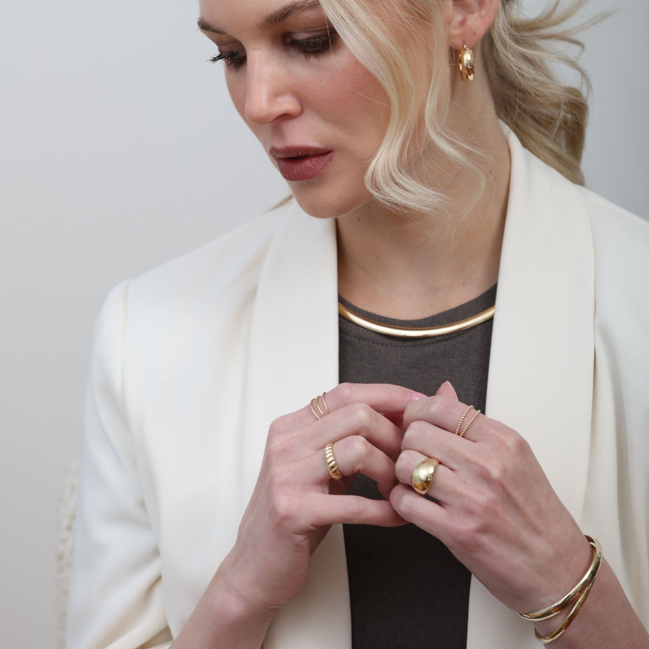 14K Gold Dome Signet Ring
