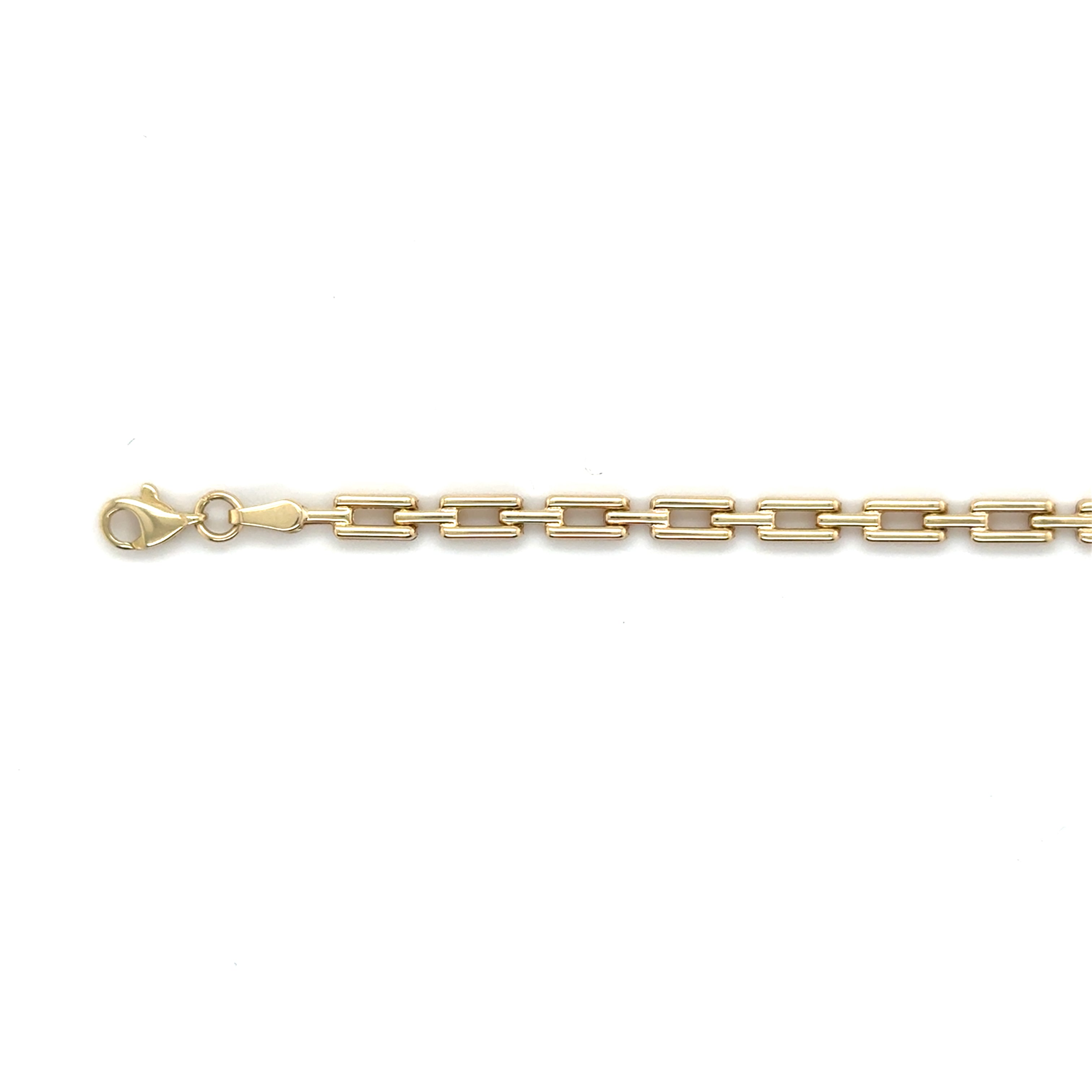 10K Gold Deco Bracelet: 7" Rectangle Links