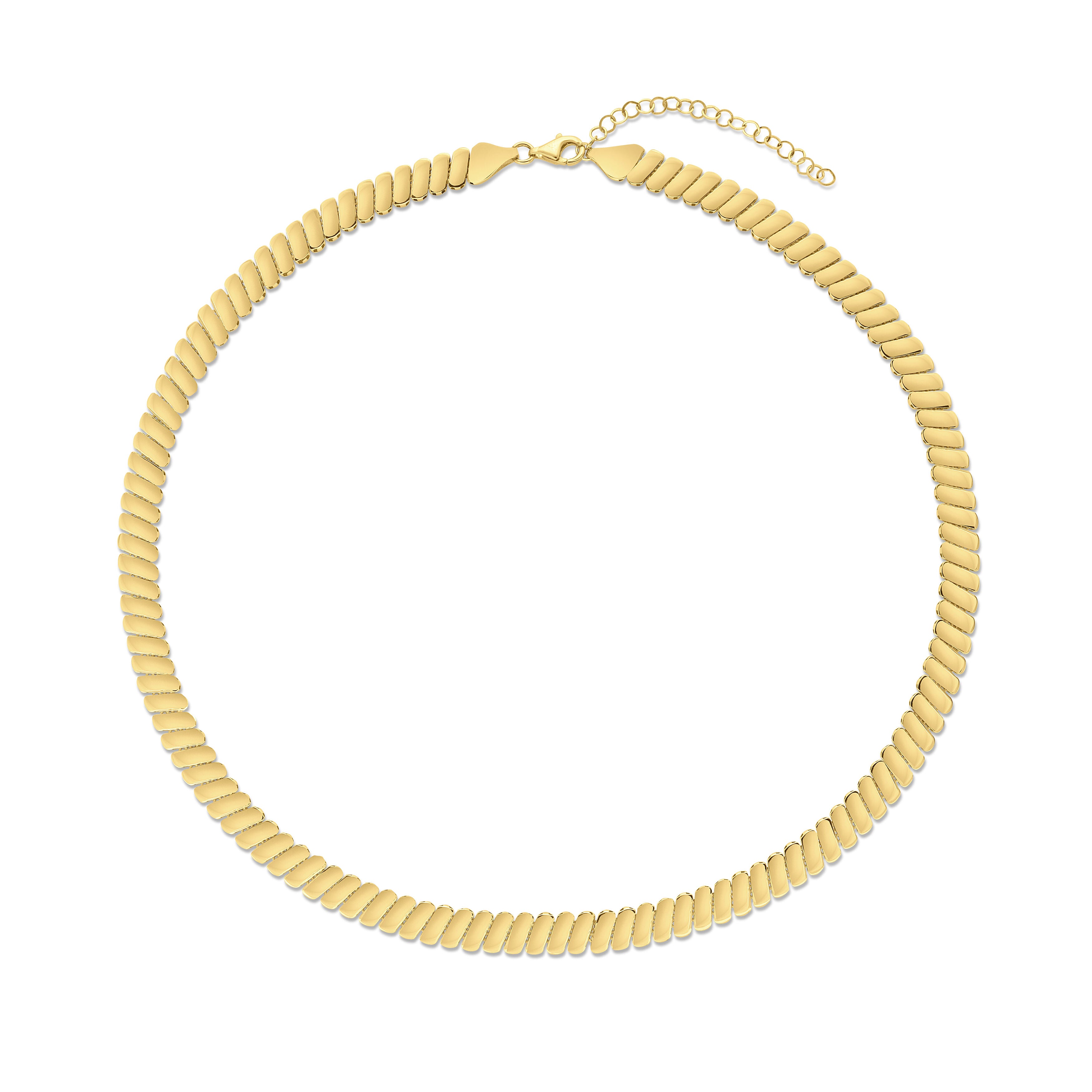 14K Gold Ribbed Link Necklace