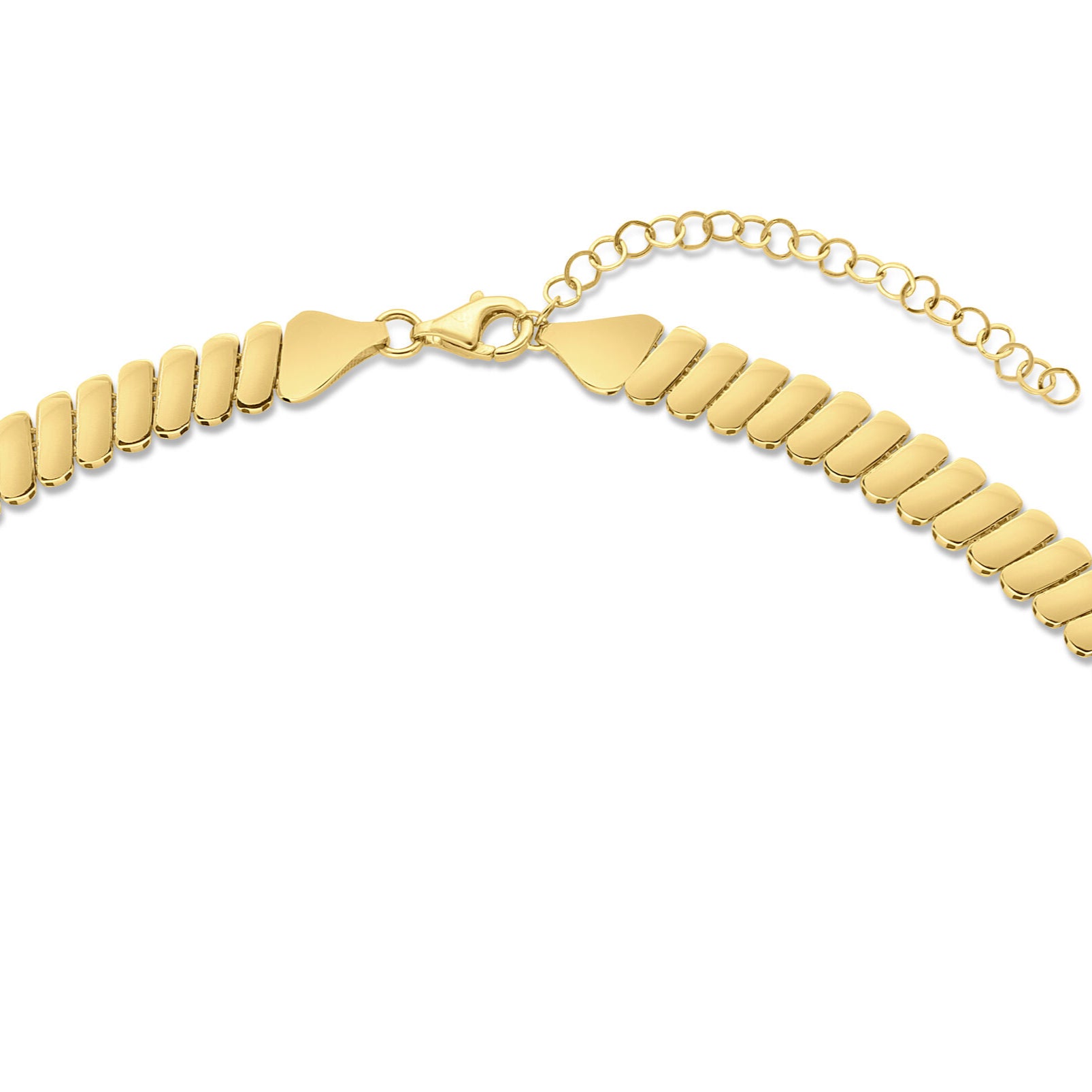 14K Gold Ribbed Link Necklace