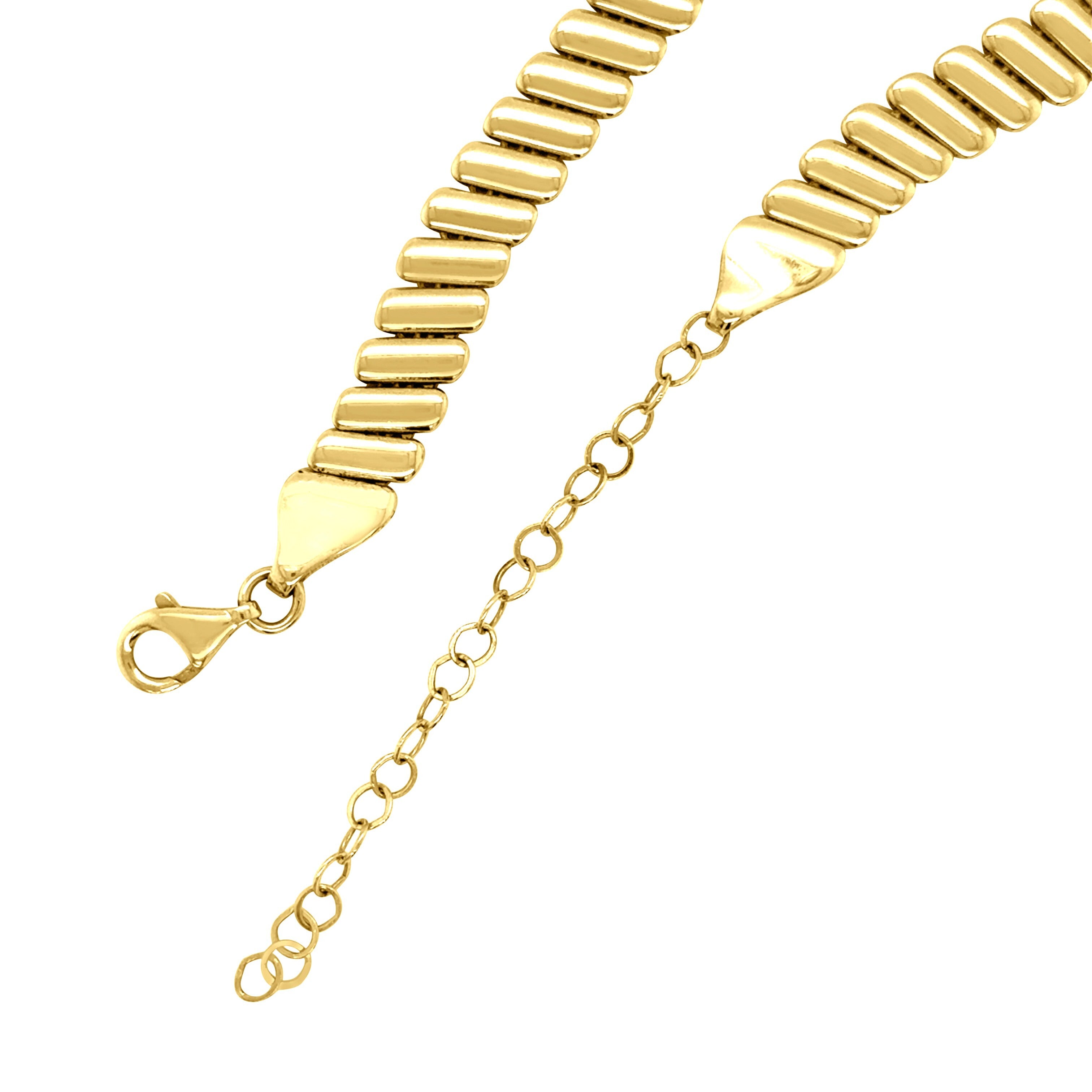 14K Gold Ribbed Link Necklace