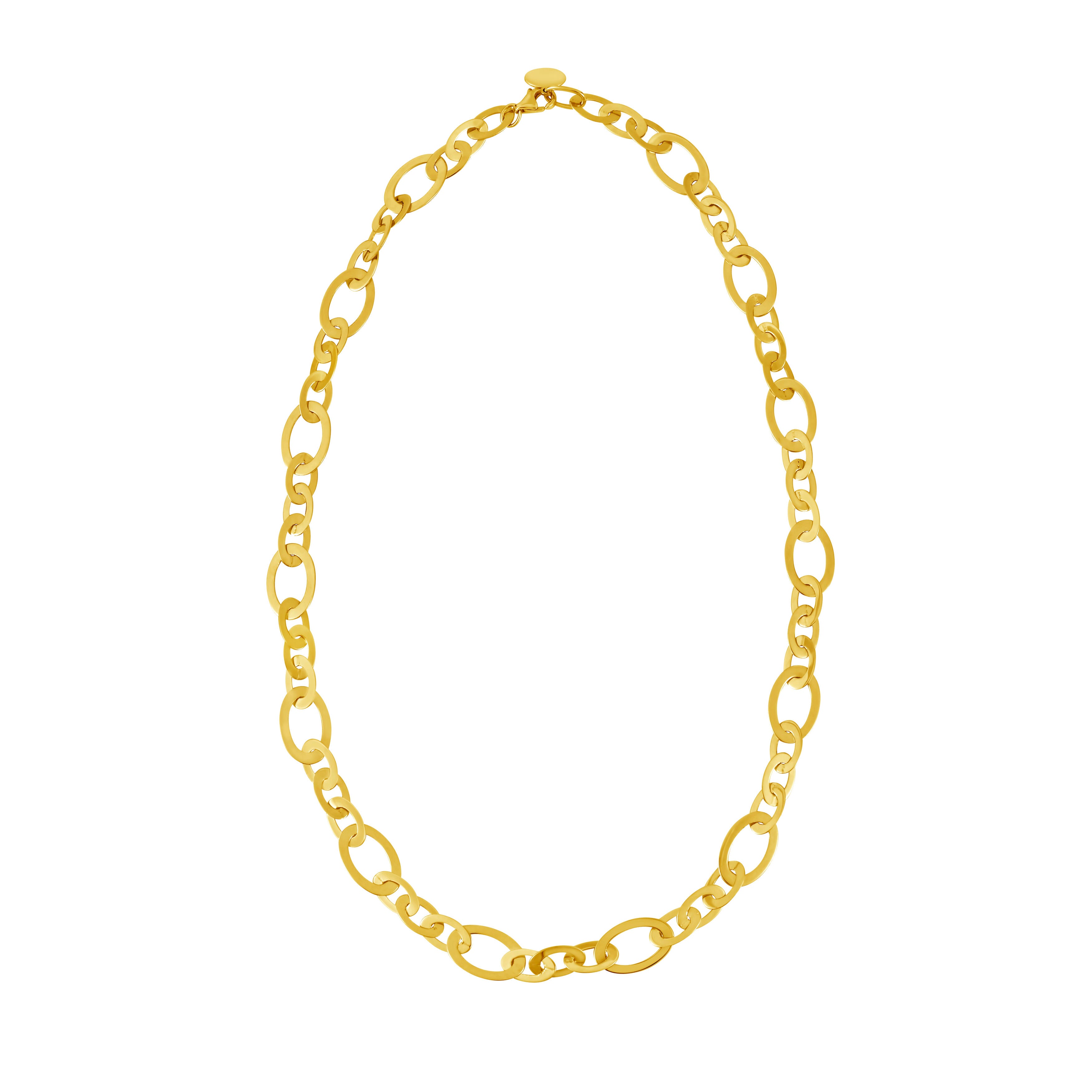 14K Gold Alternating Flat Oval Link Necklace