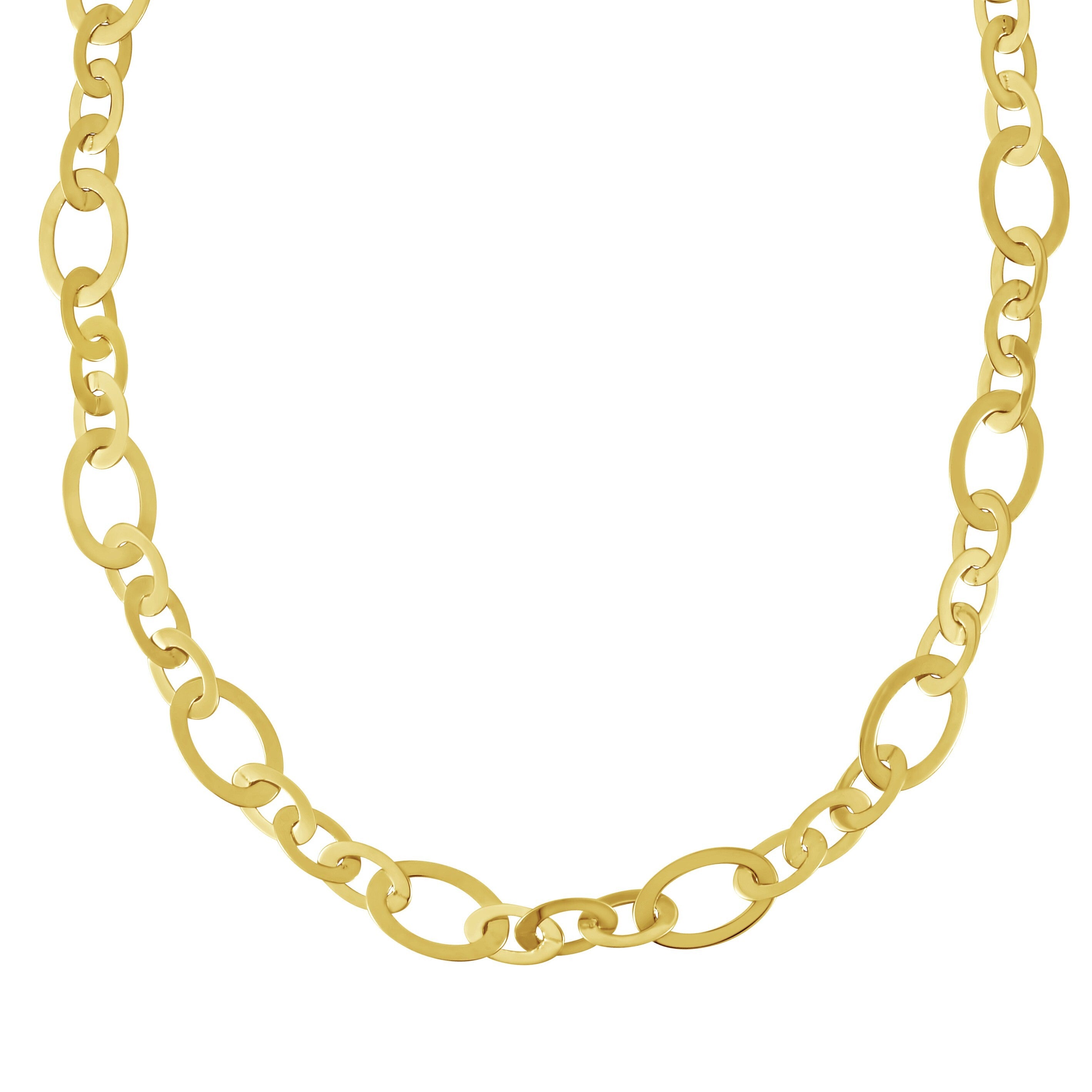 14K Gold Alternating Flat Oval Link Necklace