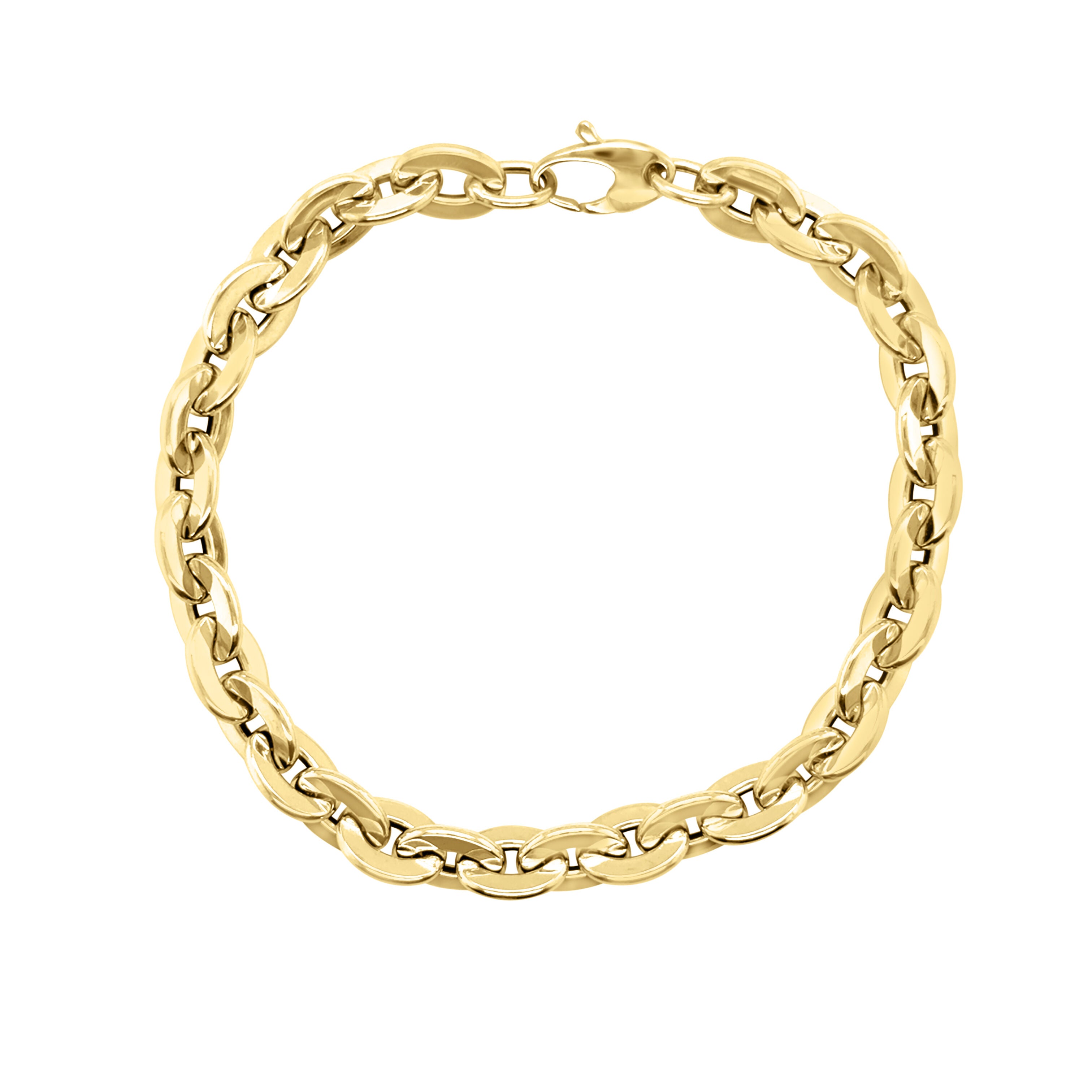14K Gold Flat Oval Rolo Link Bracelet