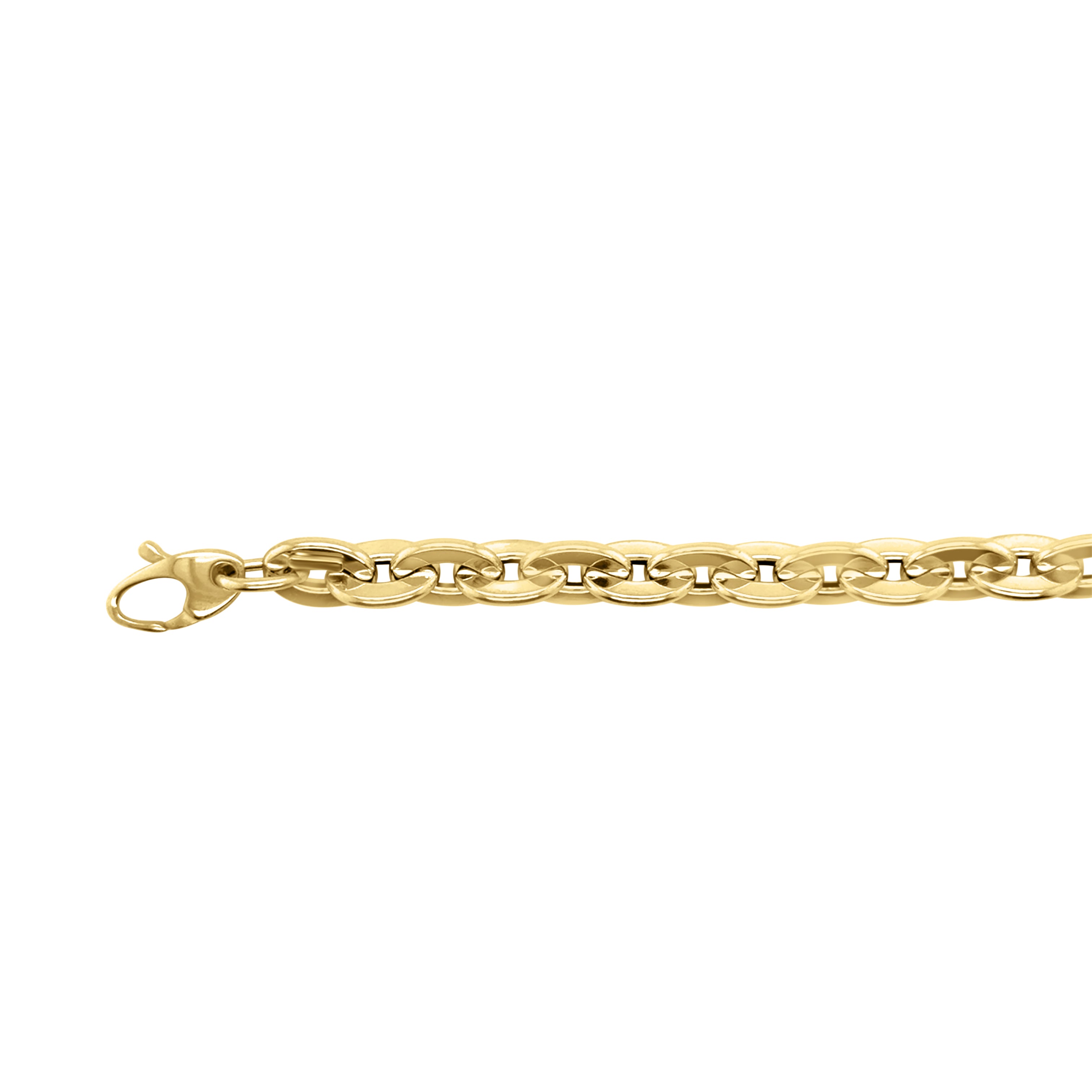14K Gold Flat Oval Rolo Link Necklace