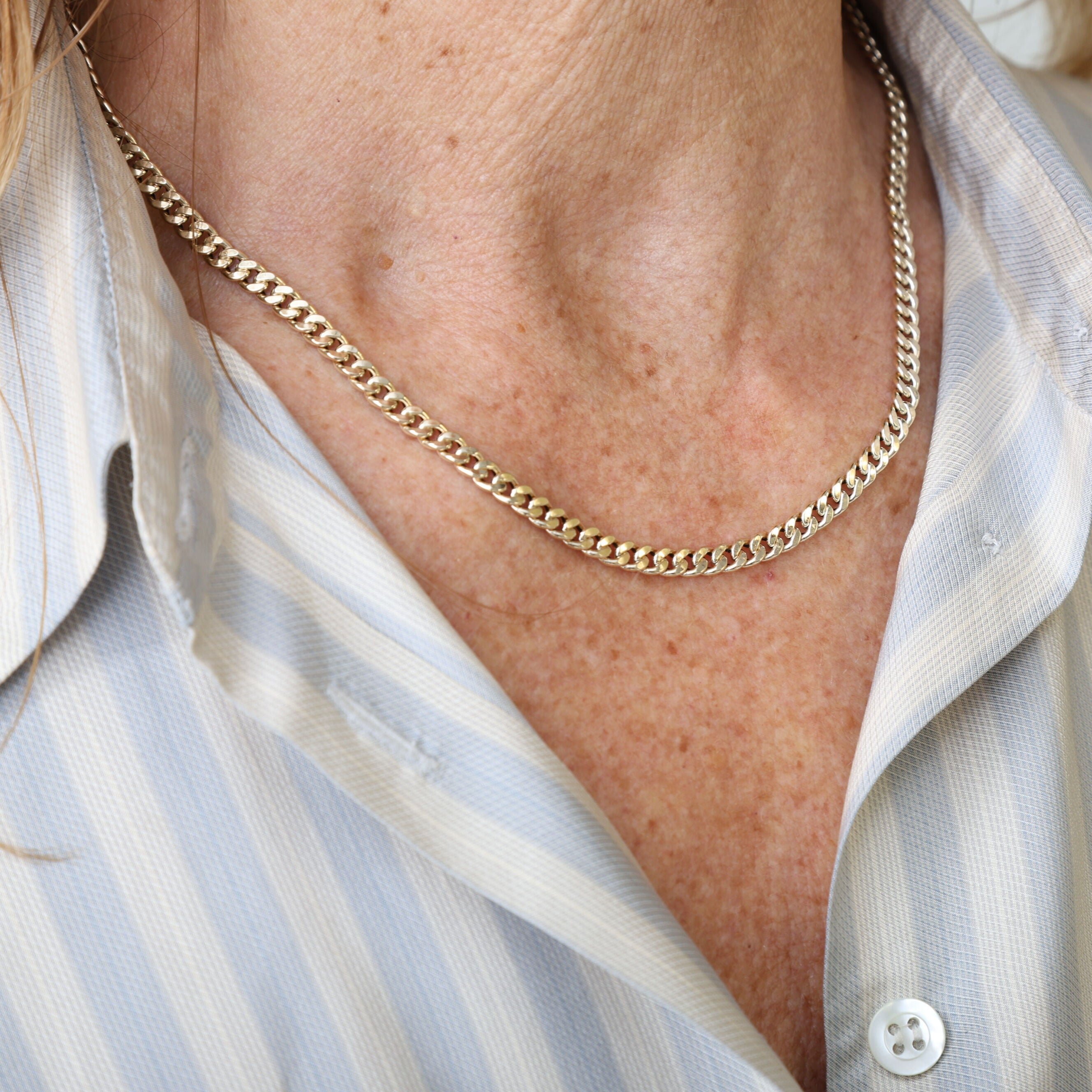 14K Gold 4.5mm Faceted Miami Cuban Link Necklace