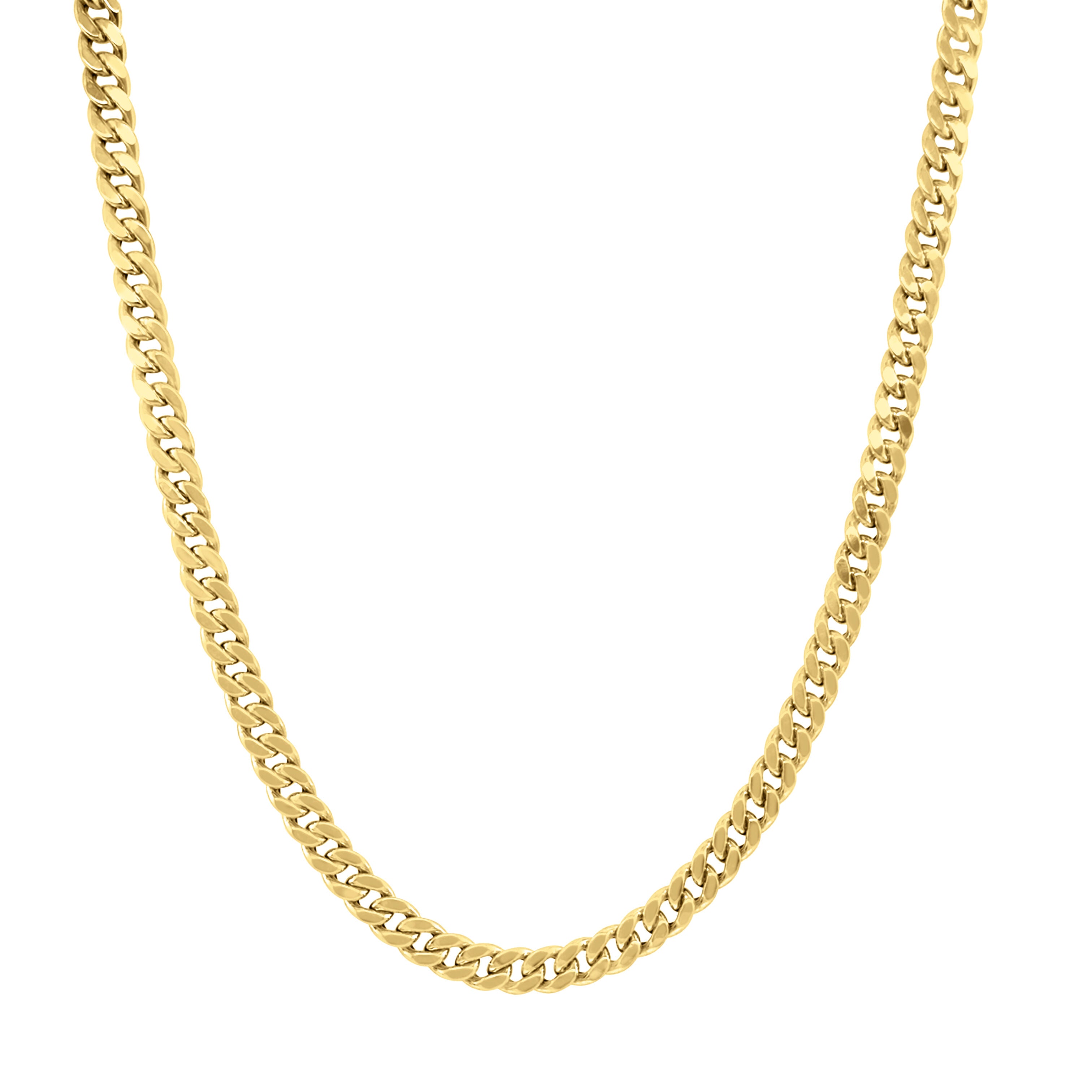 14K Gold 4.5mm Faceted Miami Cuban Link Necklace