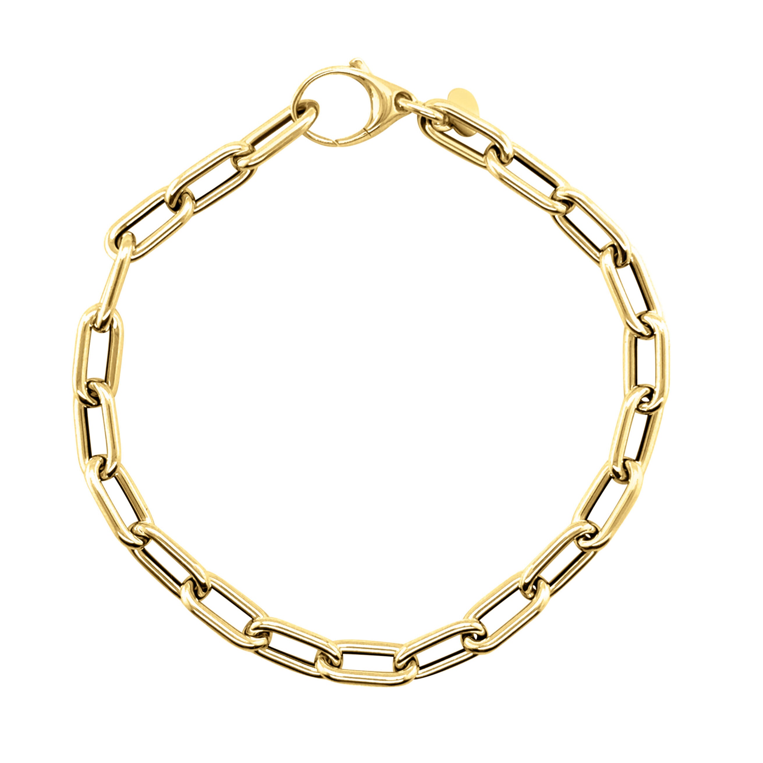 14K Gold Paperclip Bracelet With Engravable Mini Charm