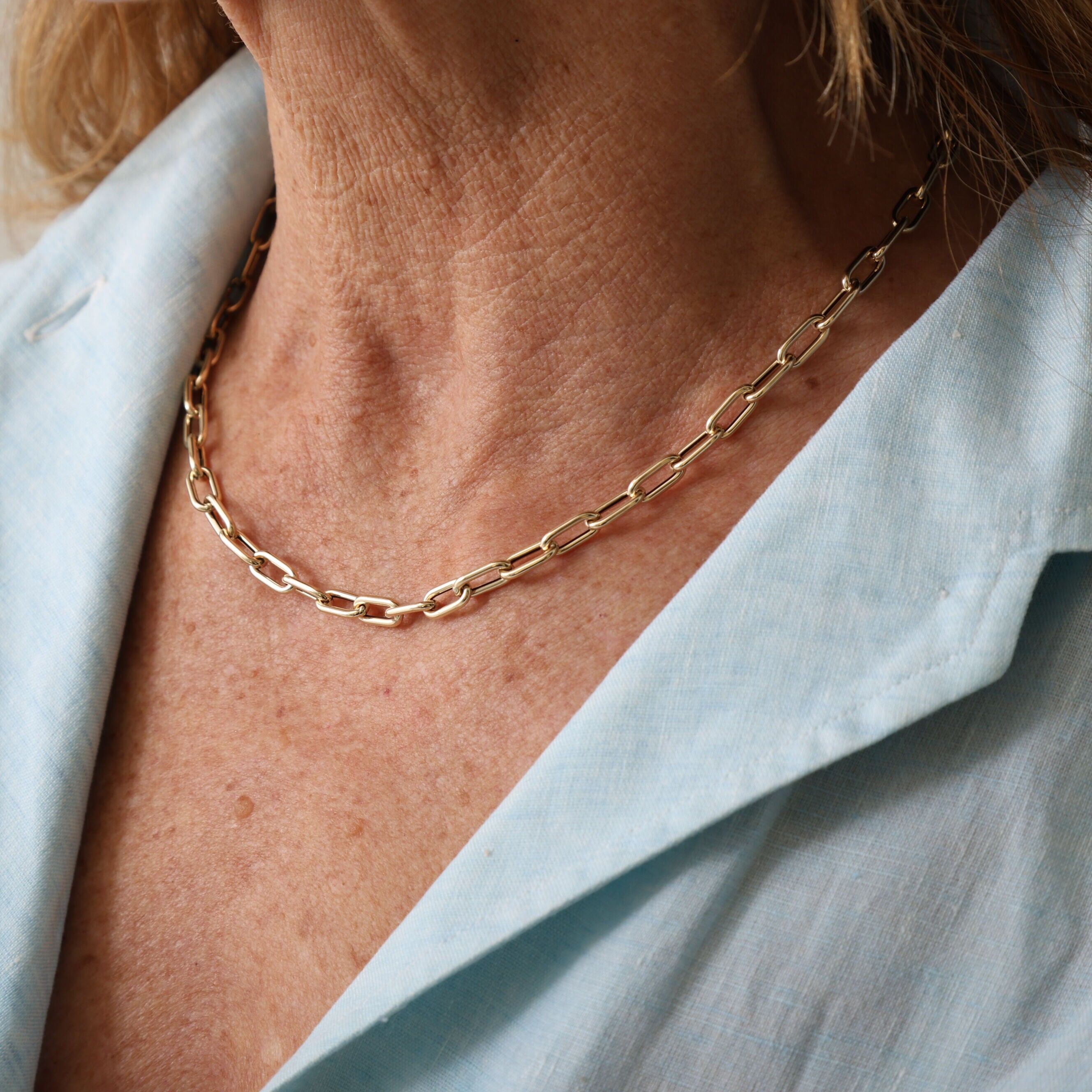 14K Gold Paperclip Necklace With Engravable Mini Charm