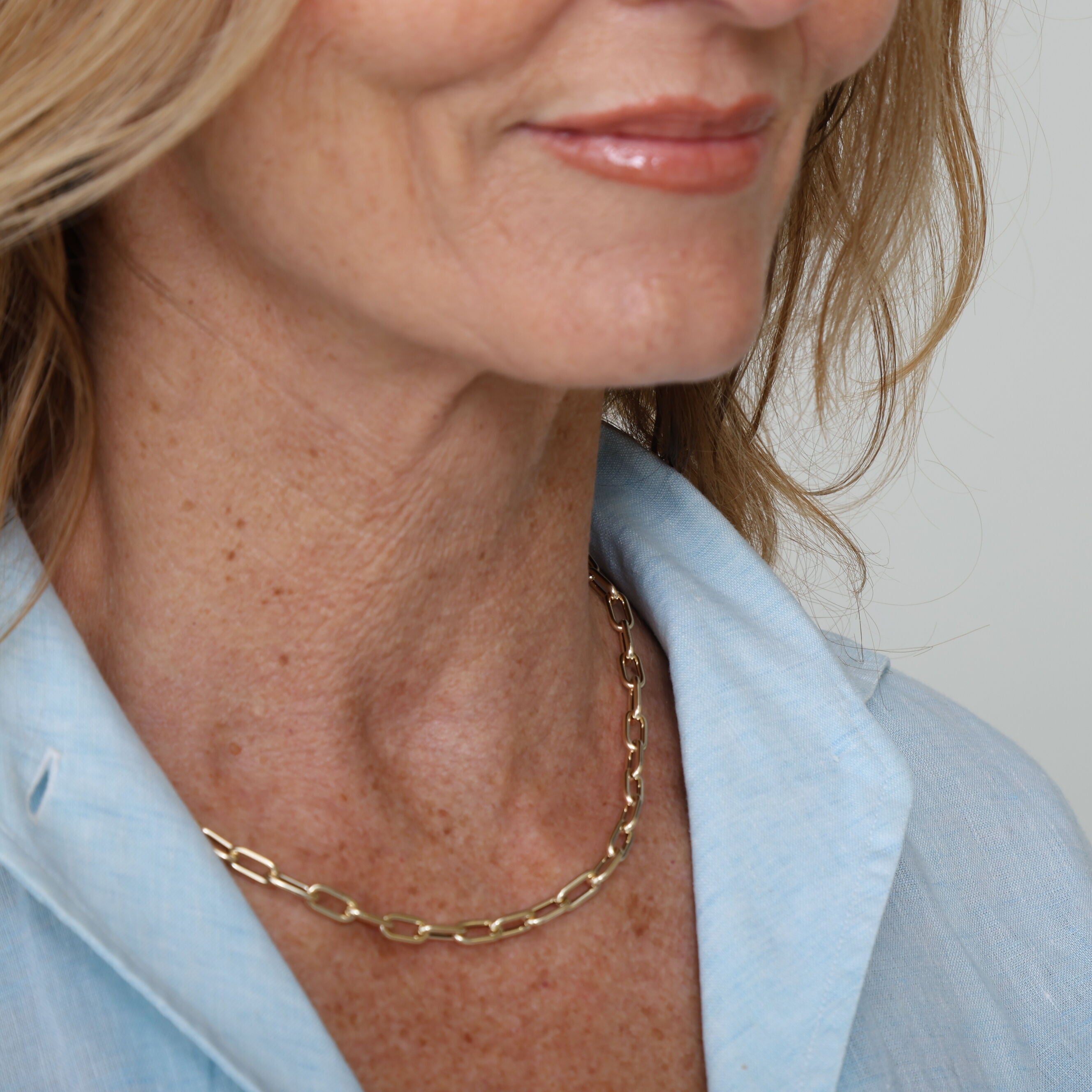 14K Gold Paperclip Necklace With Engravable Mini Charm