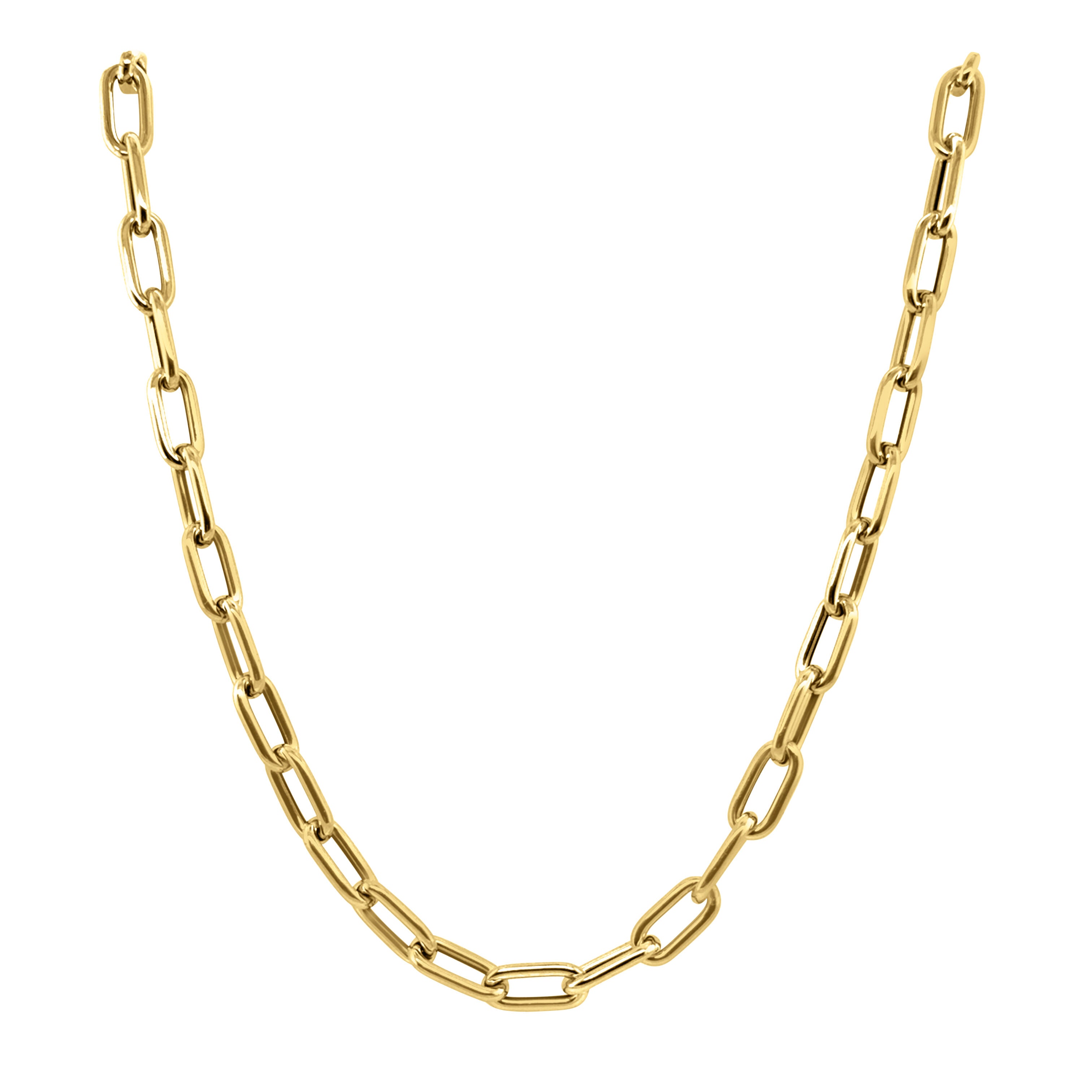 14K Gold Paperclip Necklace With Engravable Mini Charm