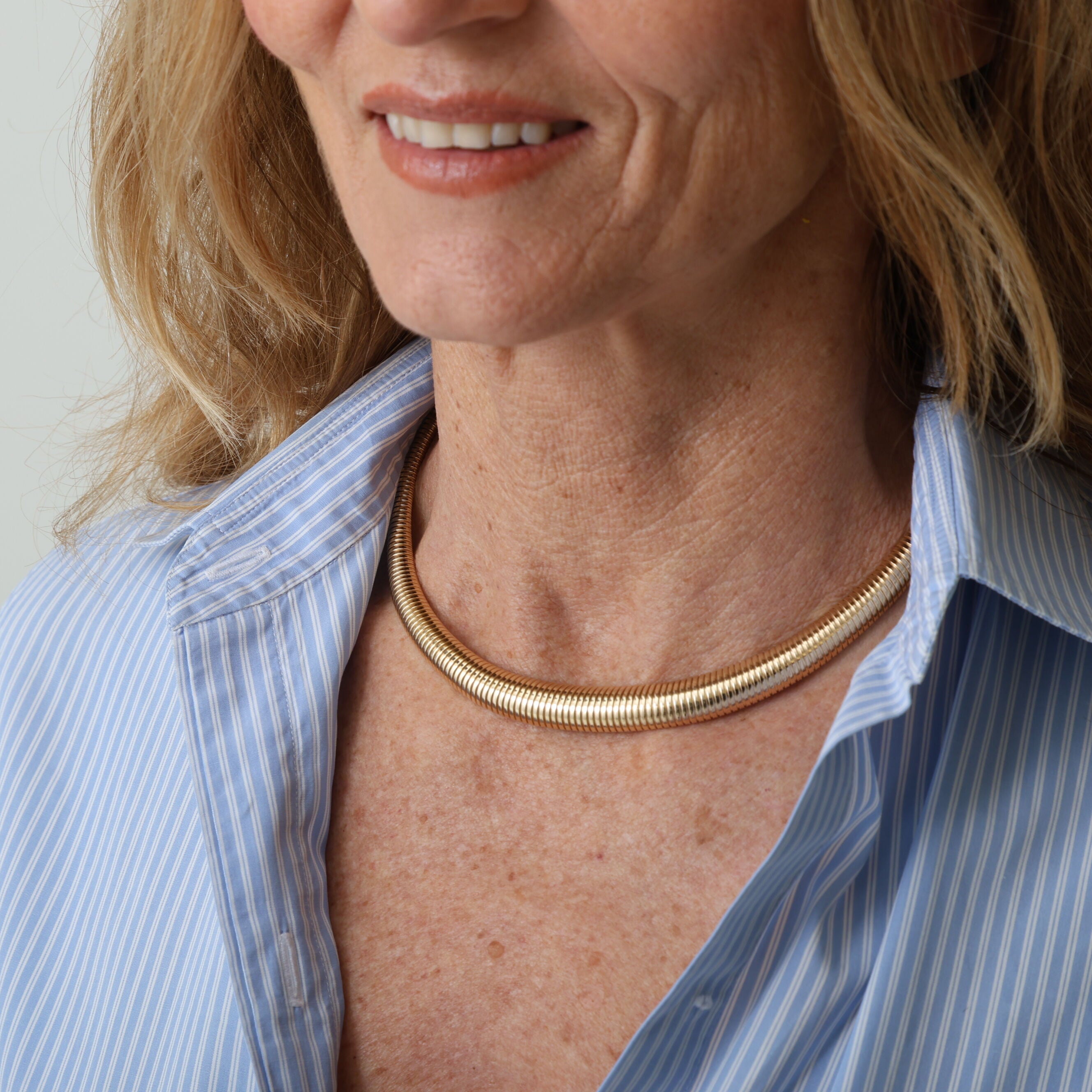 14K Gold Graduated Tubogas Necklace