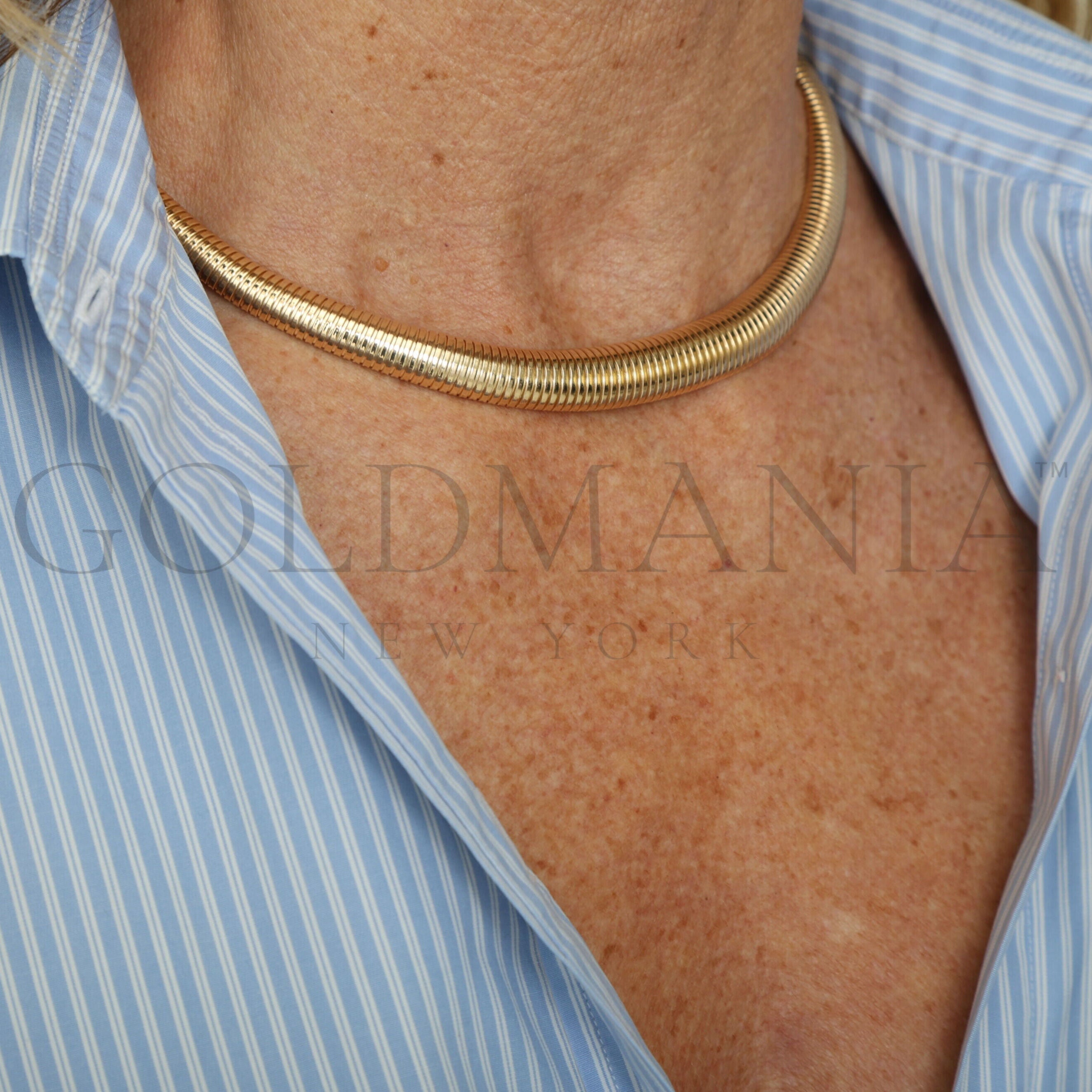 14K Gold Graduated Tubogas Necklace