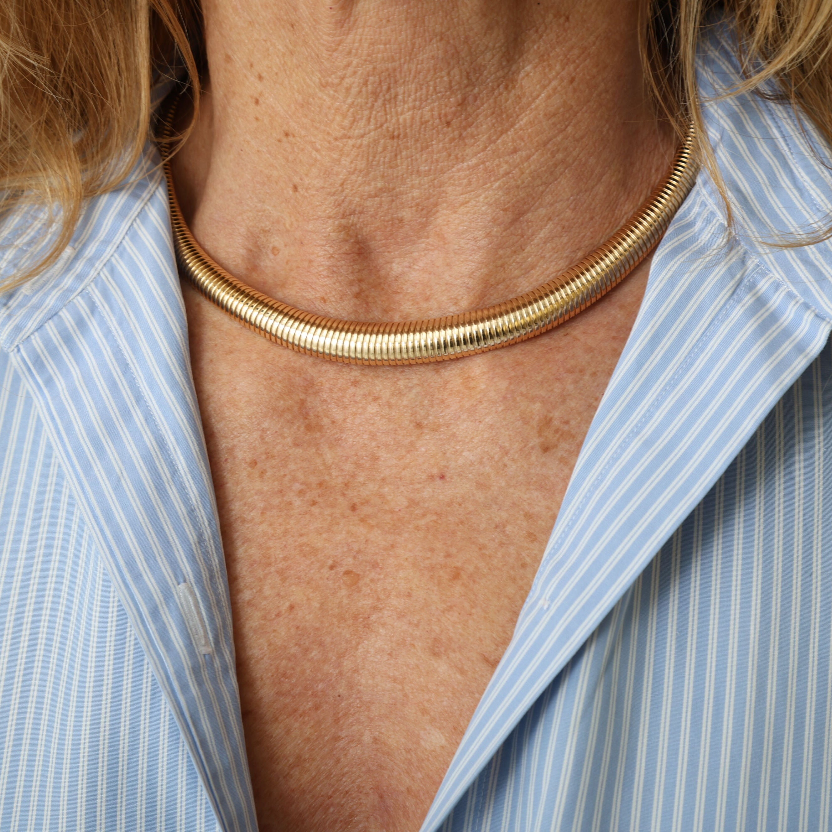 14K Gold Graduated Tubogas Necklace