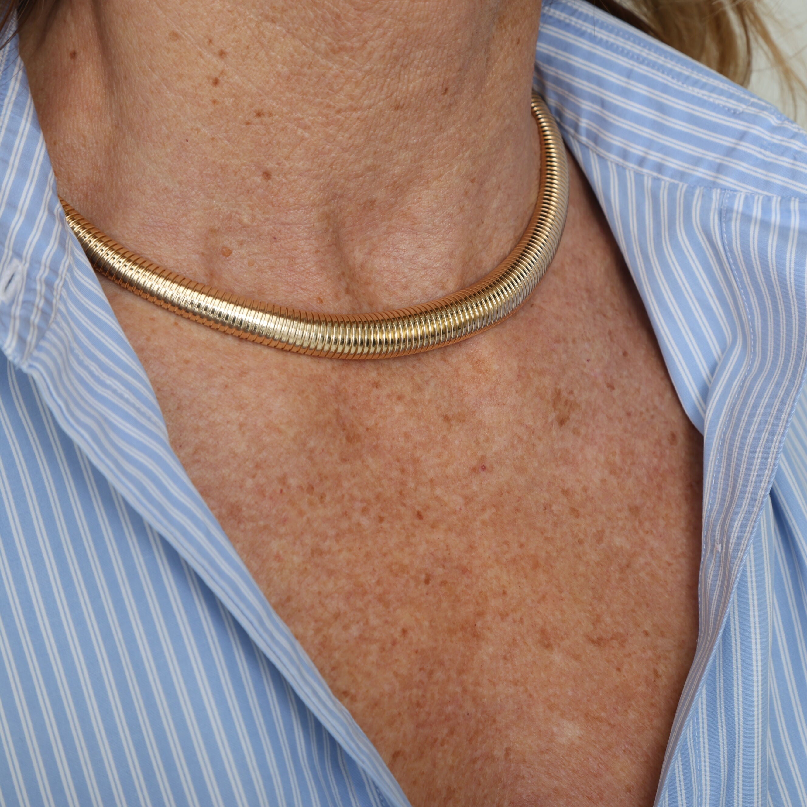 14K Gold Graduated Tubogas Necklace