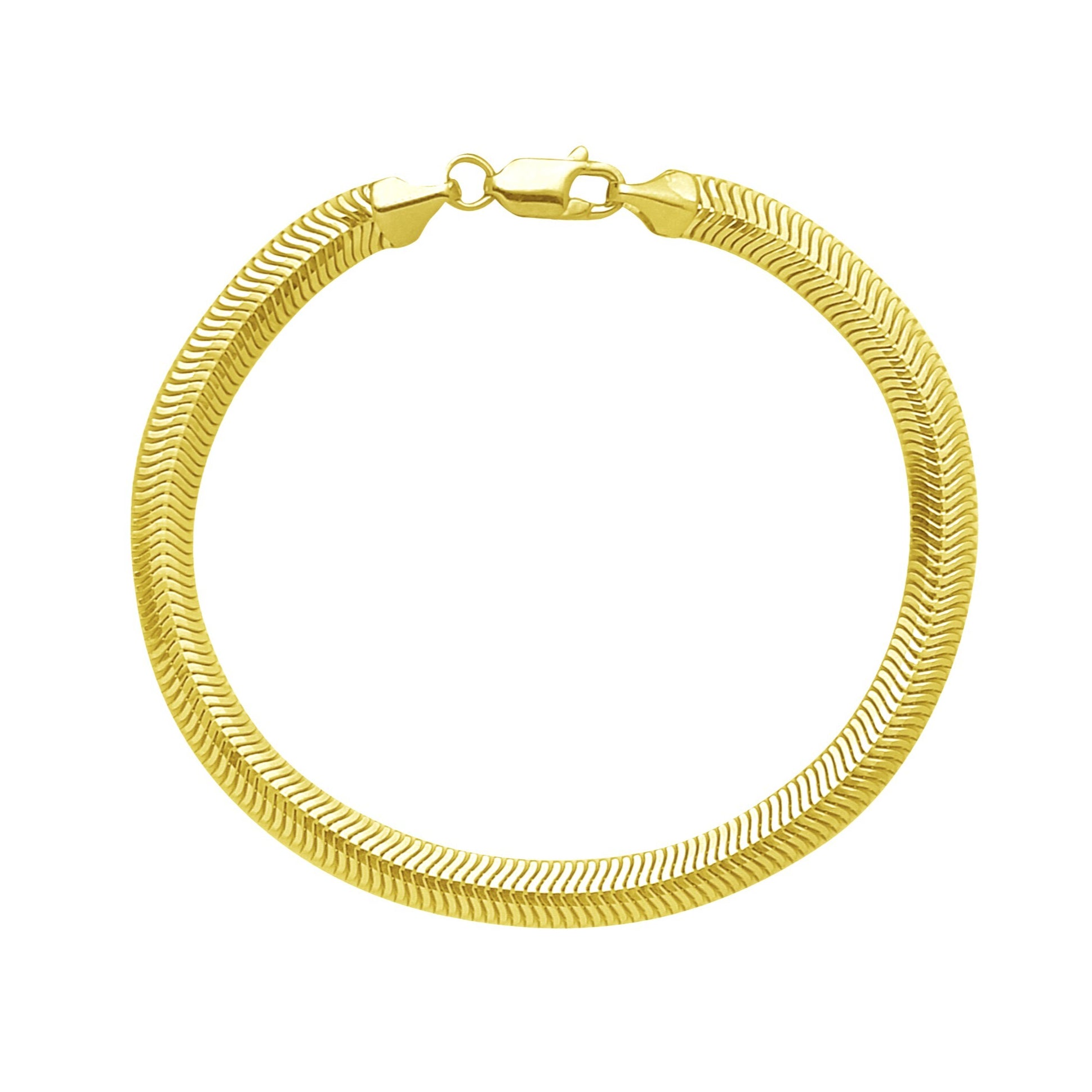14K Gold Oval Snake Bracelet