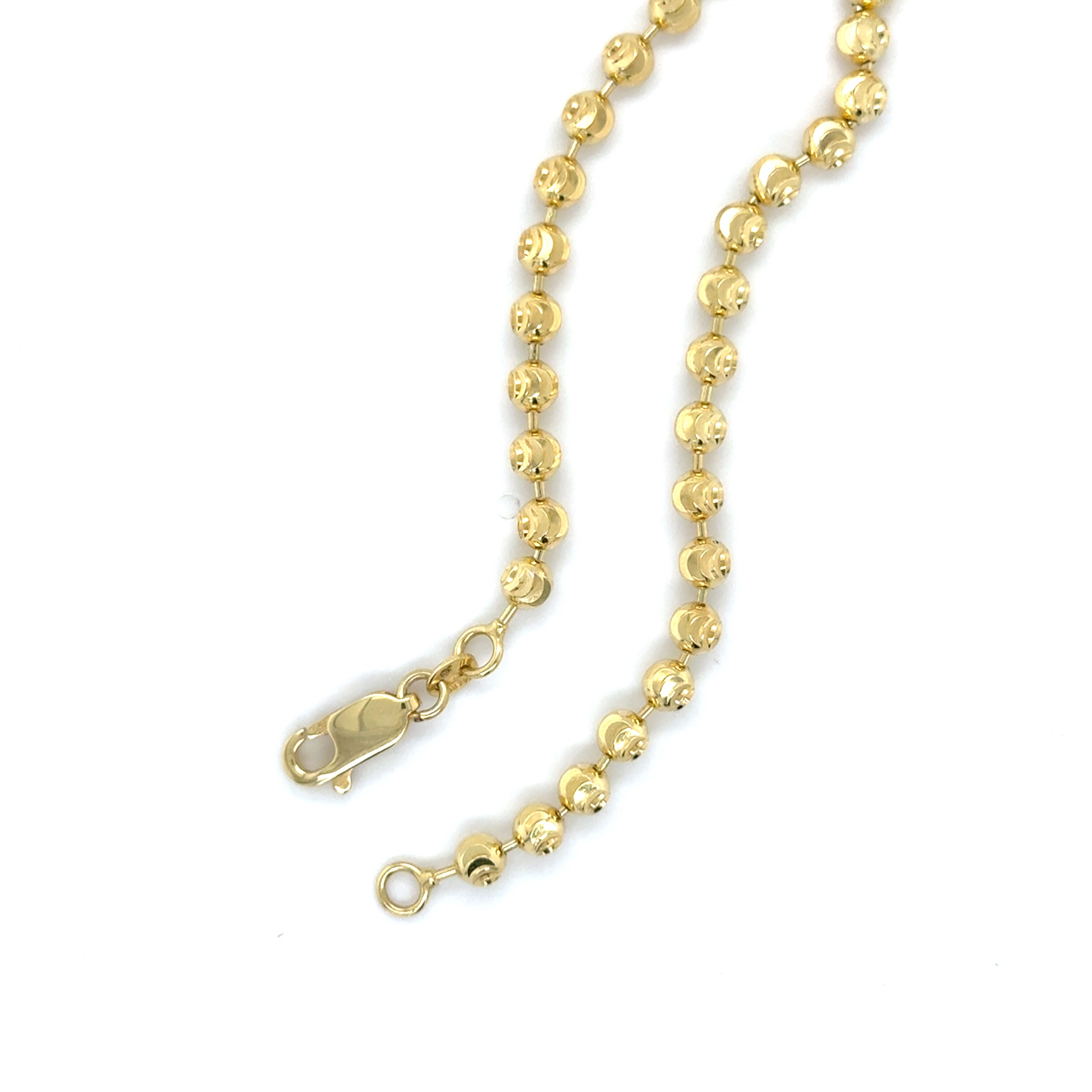 14K Gold Moon Cut Ball Chain Necklace