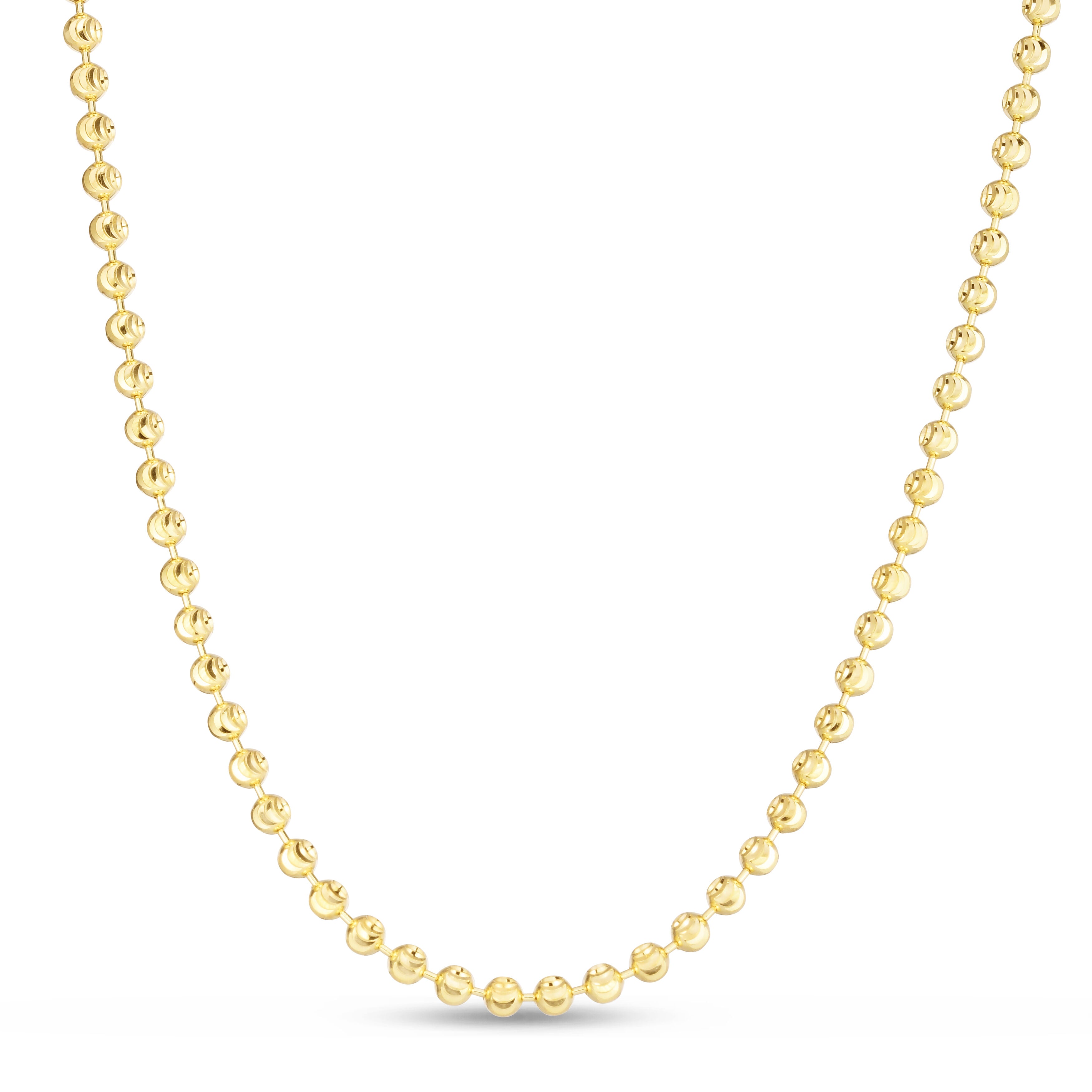 14K Gold Moon Cut Ball Chain Necklace