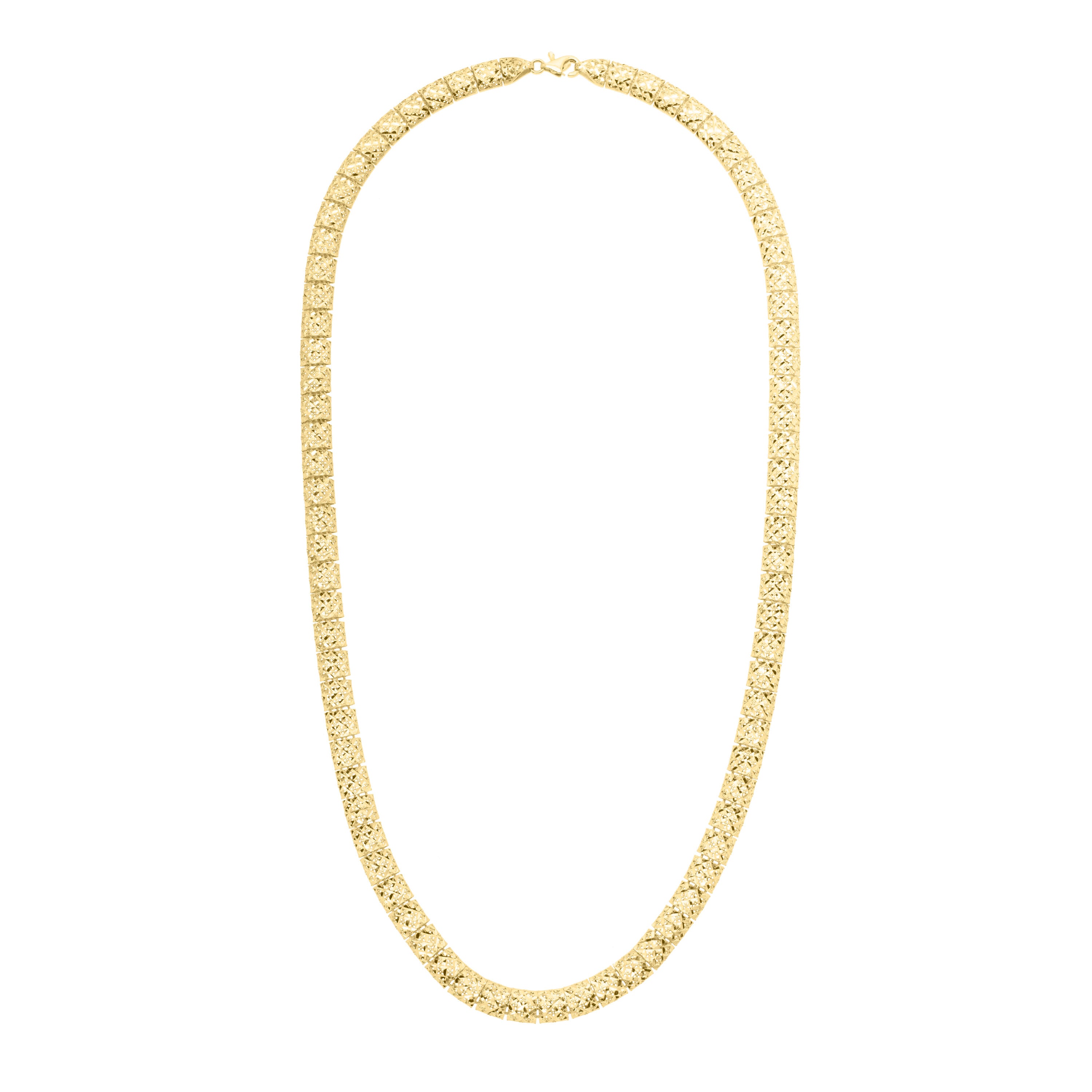 10K Gold Square Link Necklace: 18" Pierced Work Chain