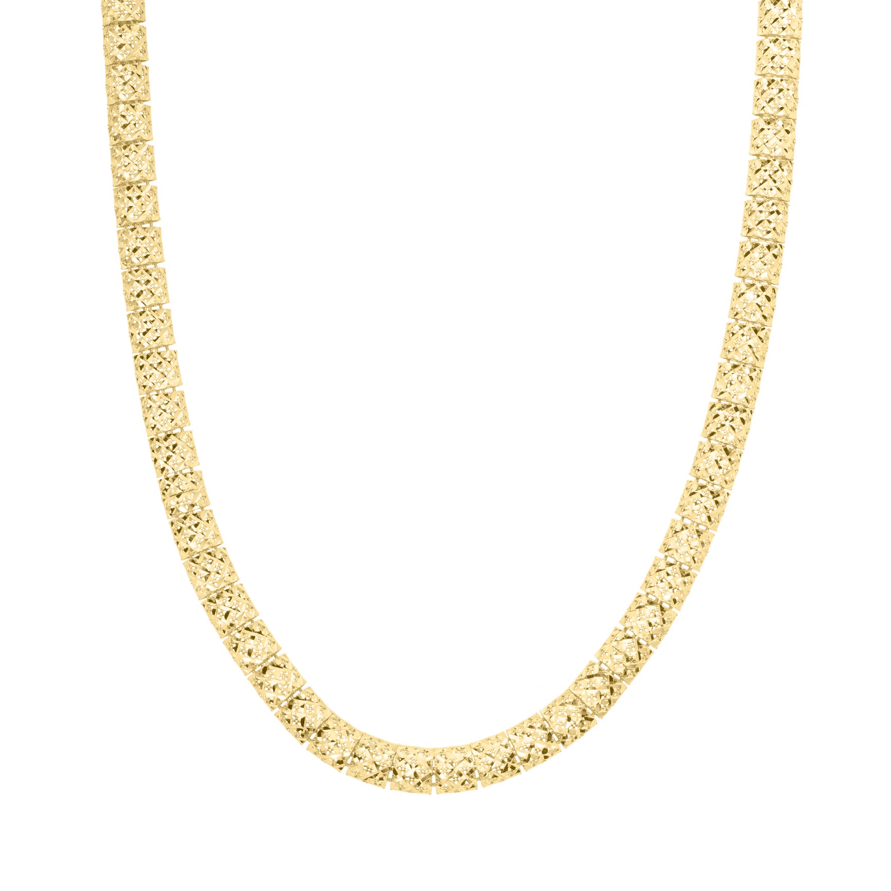10K Gold Square Link Necklace: 18" Pierced Work Chain