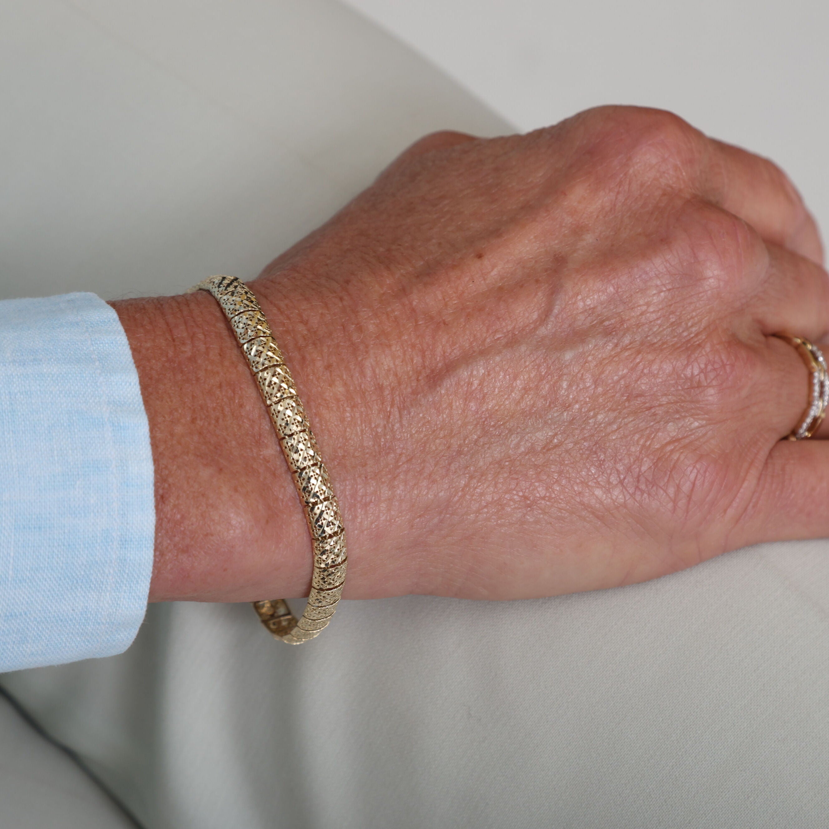 10K Gold Square Link Necklace: 18" Pierced Work Chain