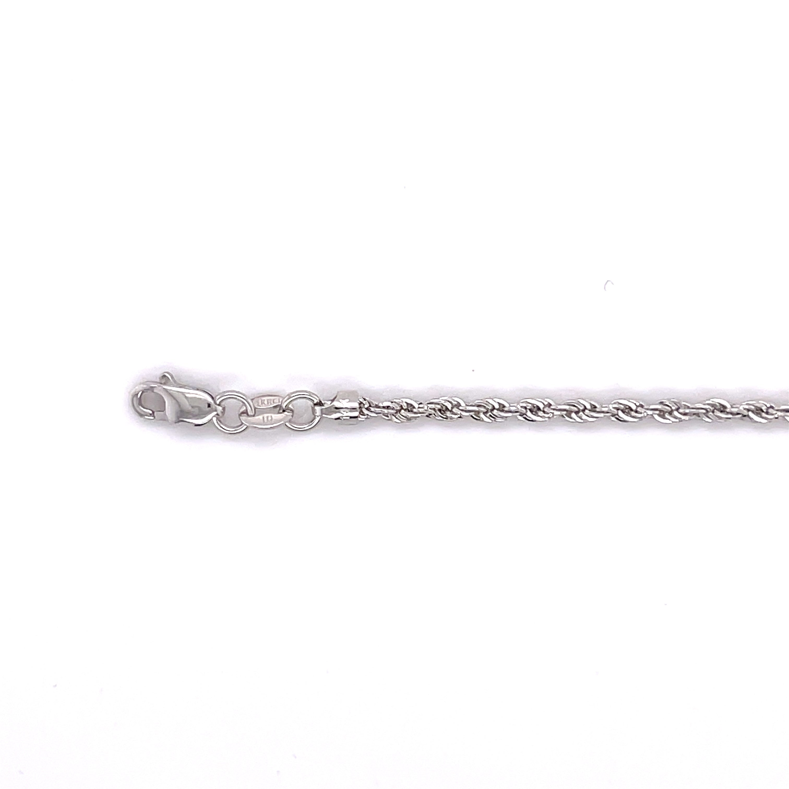 14K White Gold Diamond Cut Rope Choker Necklace 14"