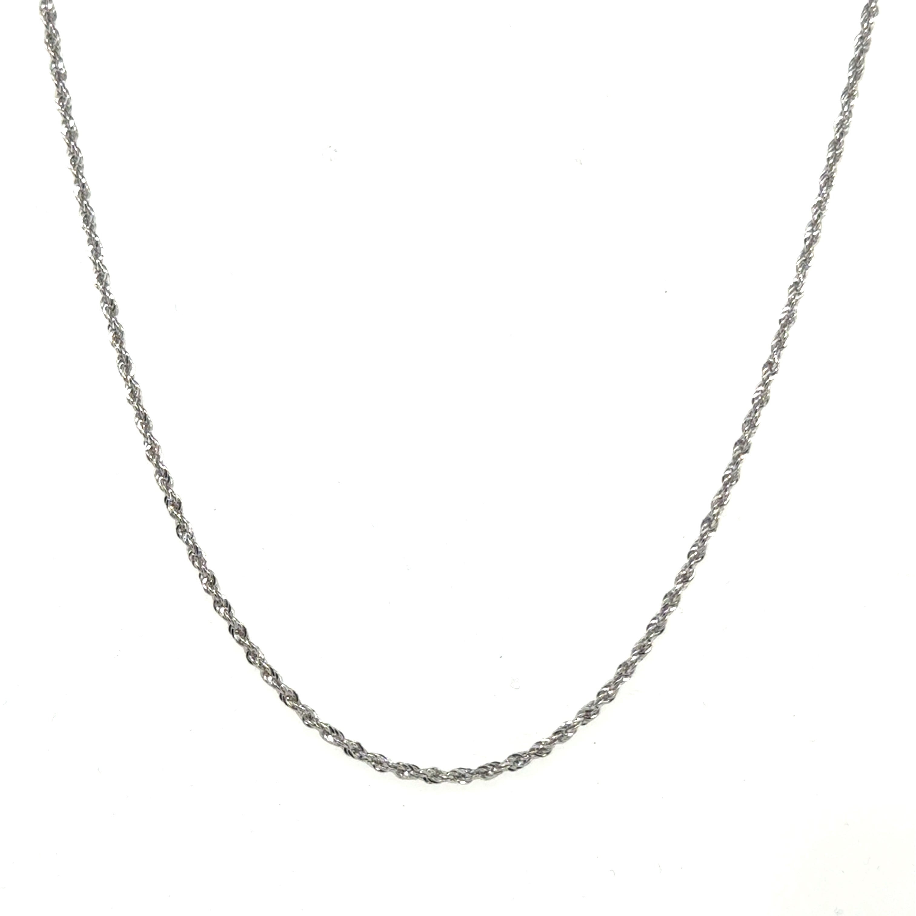 14K White Gold Diamond Cut Rope Choker Necklace 14"
