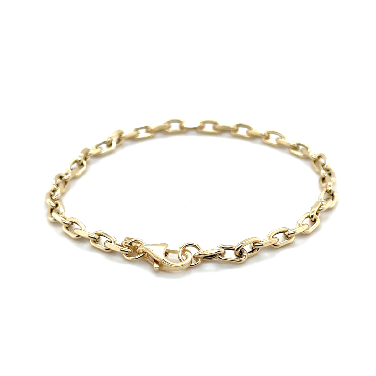 14K Gold Dainty Cable Link Bracelet 3.3mm, 7", Made In Italy
