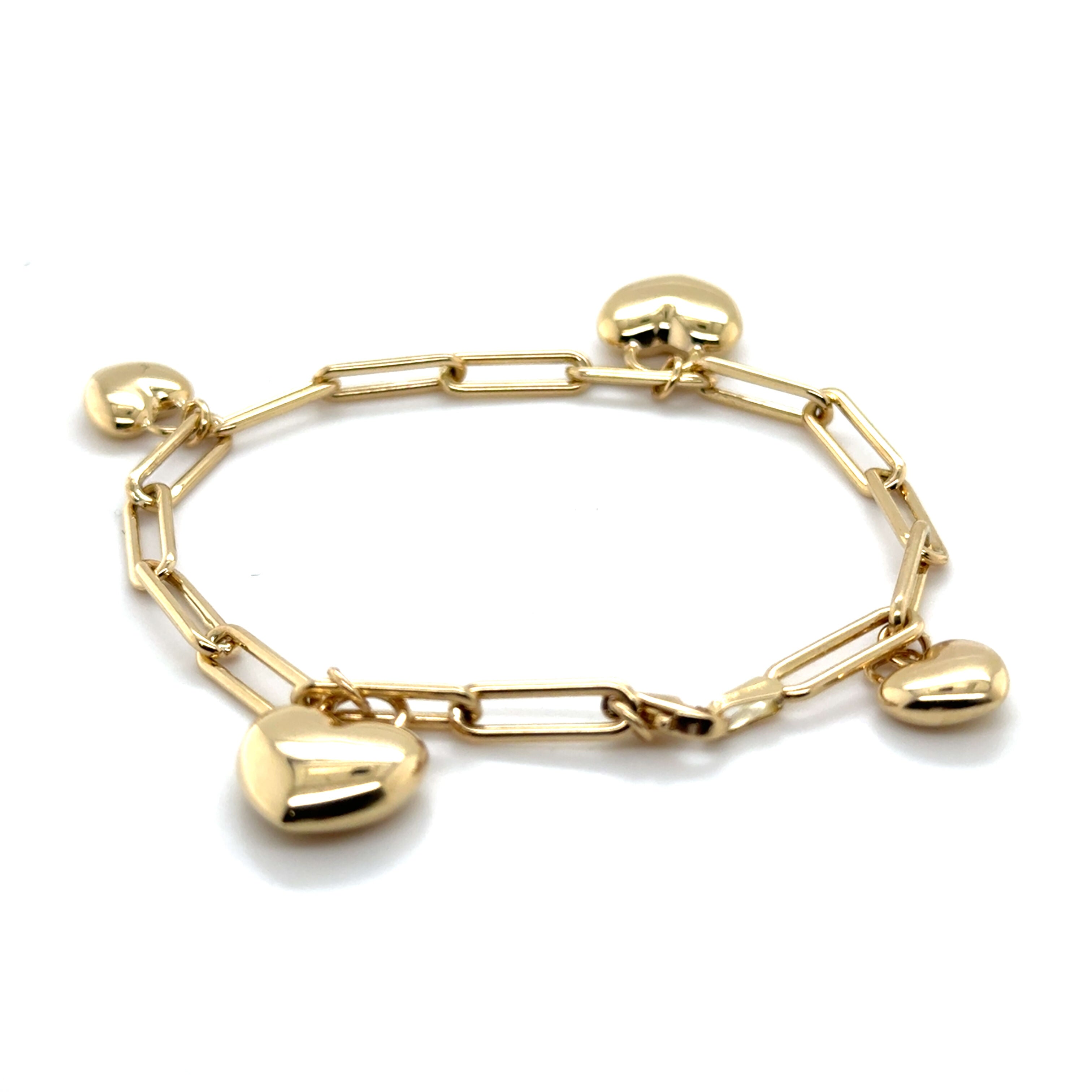 14K Gold Heart Charm Paperclip Bracelet – Playful, Polished and Everyday-Ready