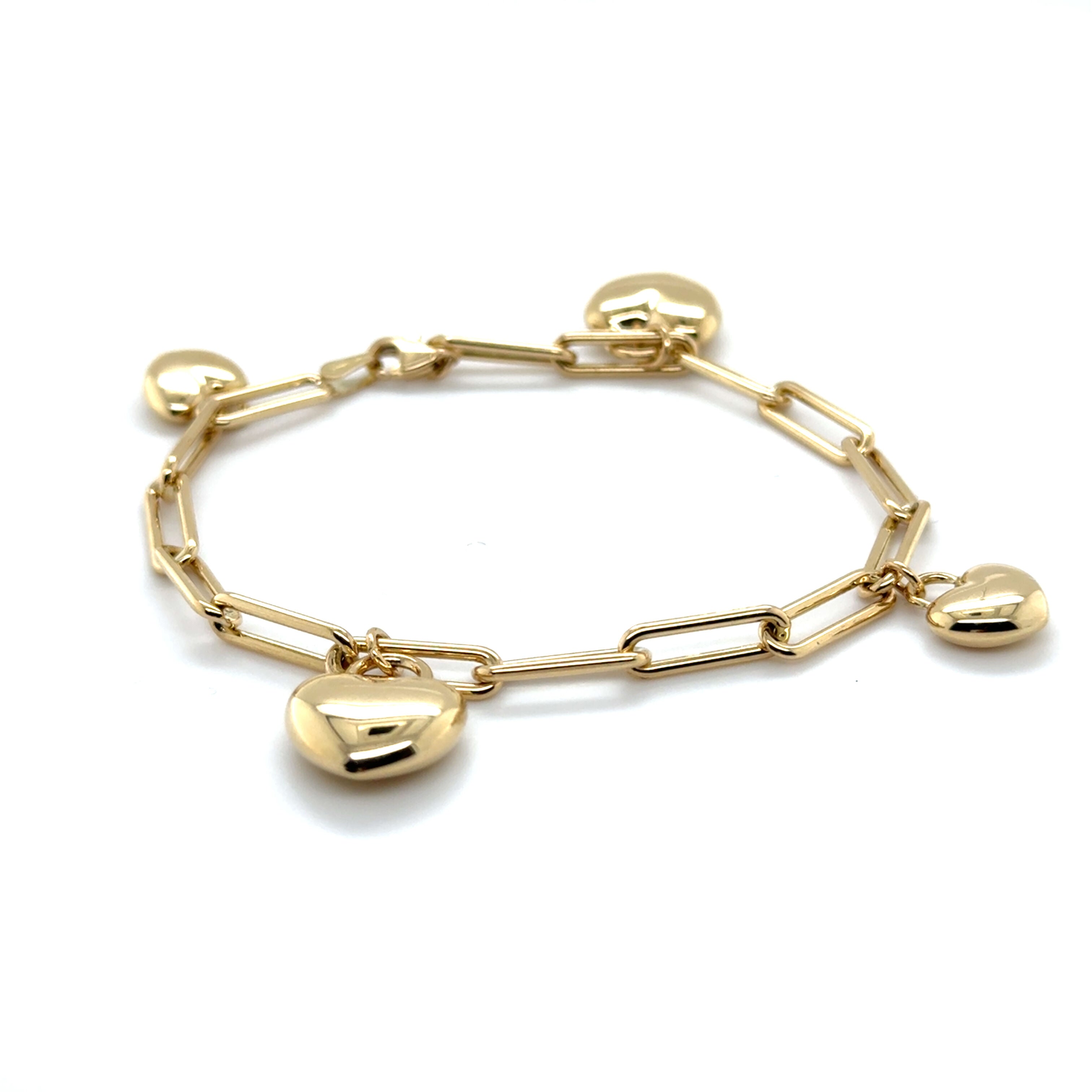 14K Gold Heart Charm Paperclip Bracelet – Playful, Polished and Everyday-Ready