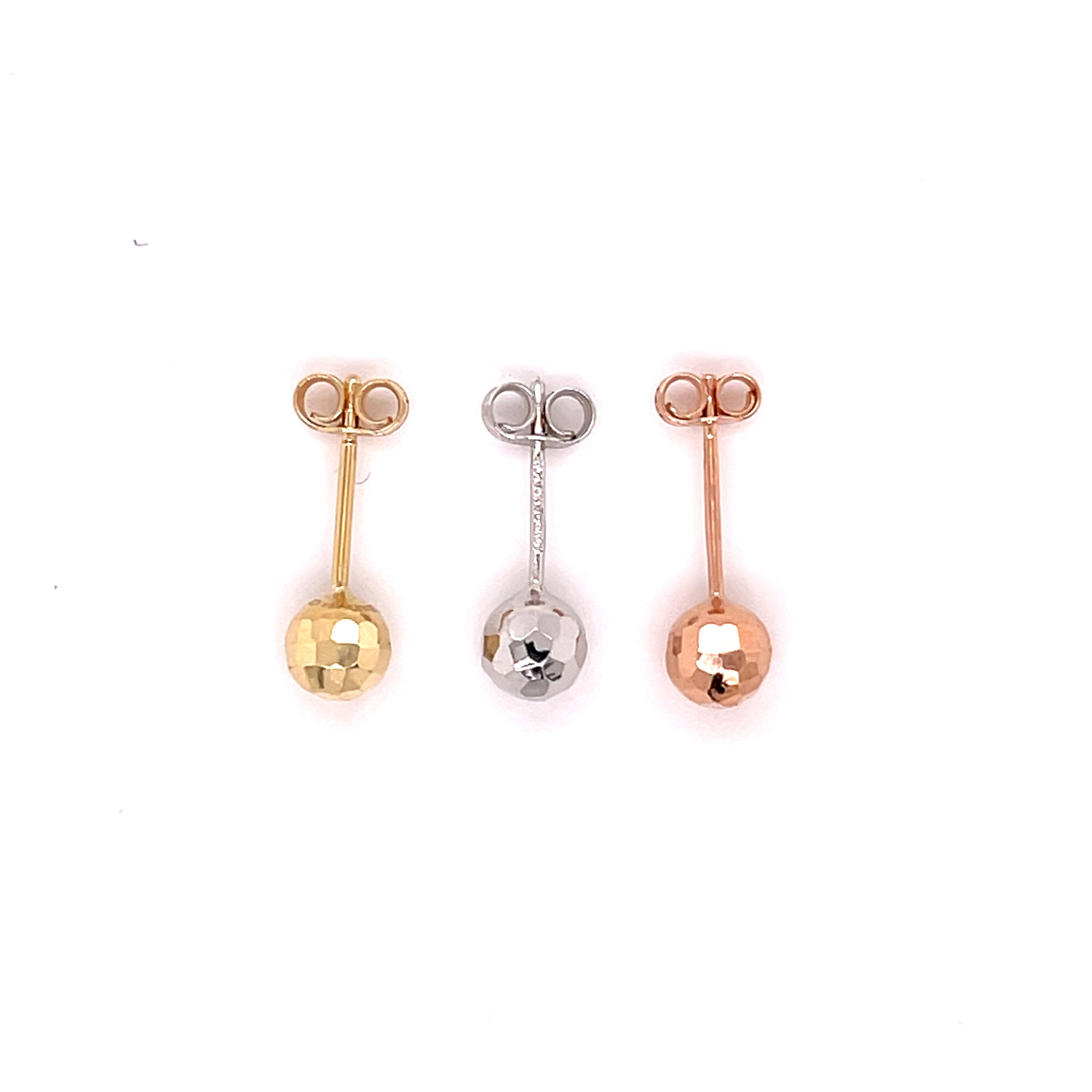 14K Gold Faceted Ball Stud Earrings