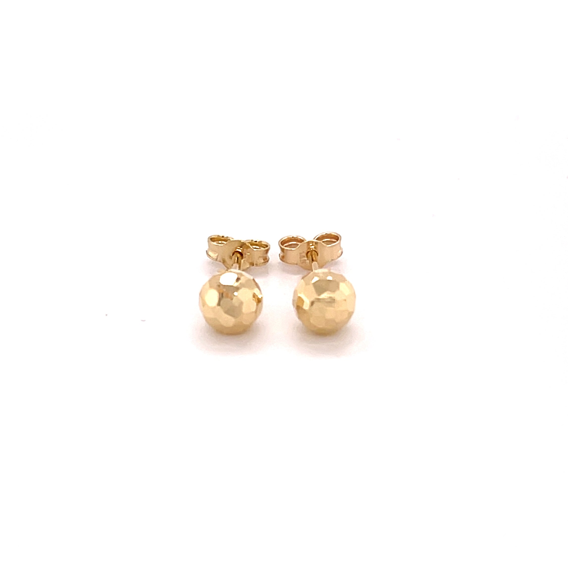14K Gold Faceted Ball Stud Earrings