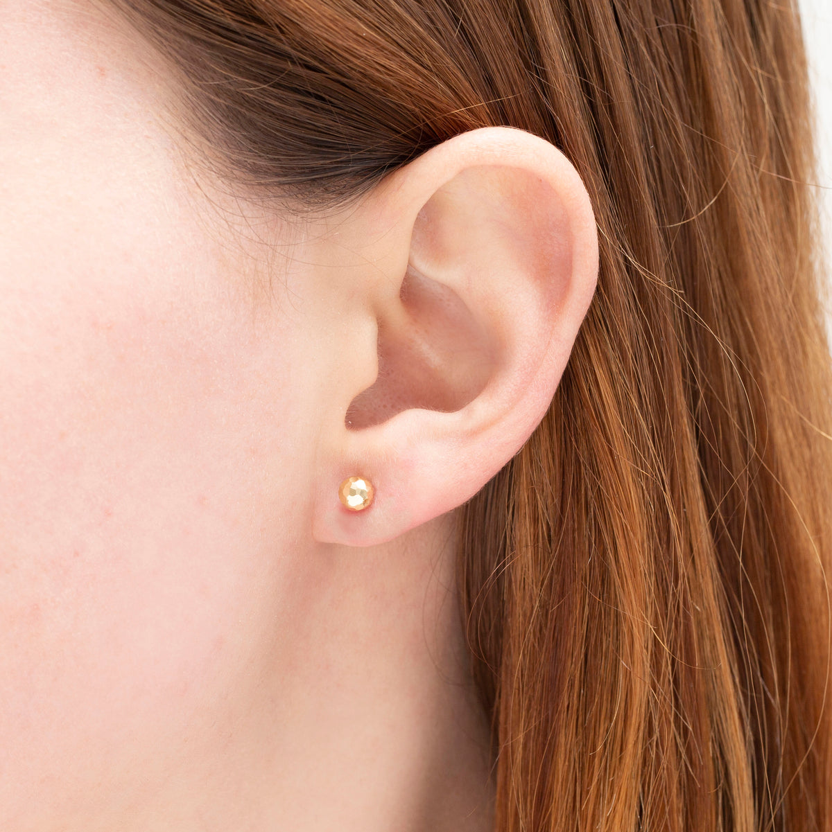 14K Gold Faceted Ball Stud Earrings