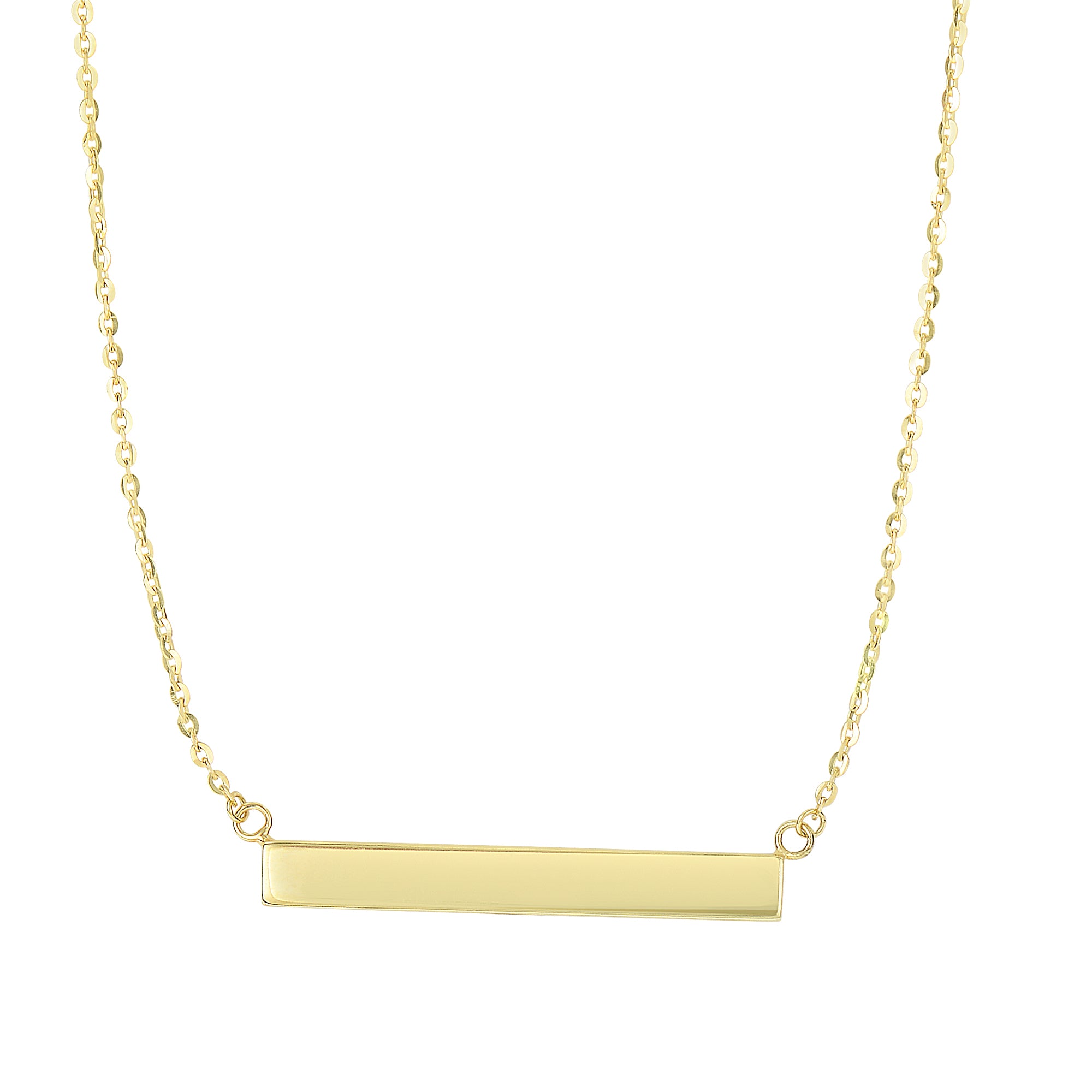 14K Gold Dainty Engravable Bar Necklace