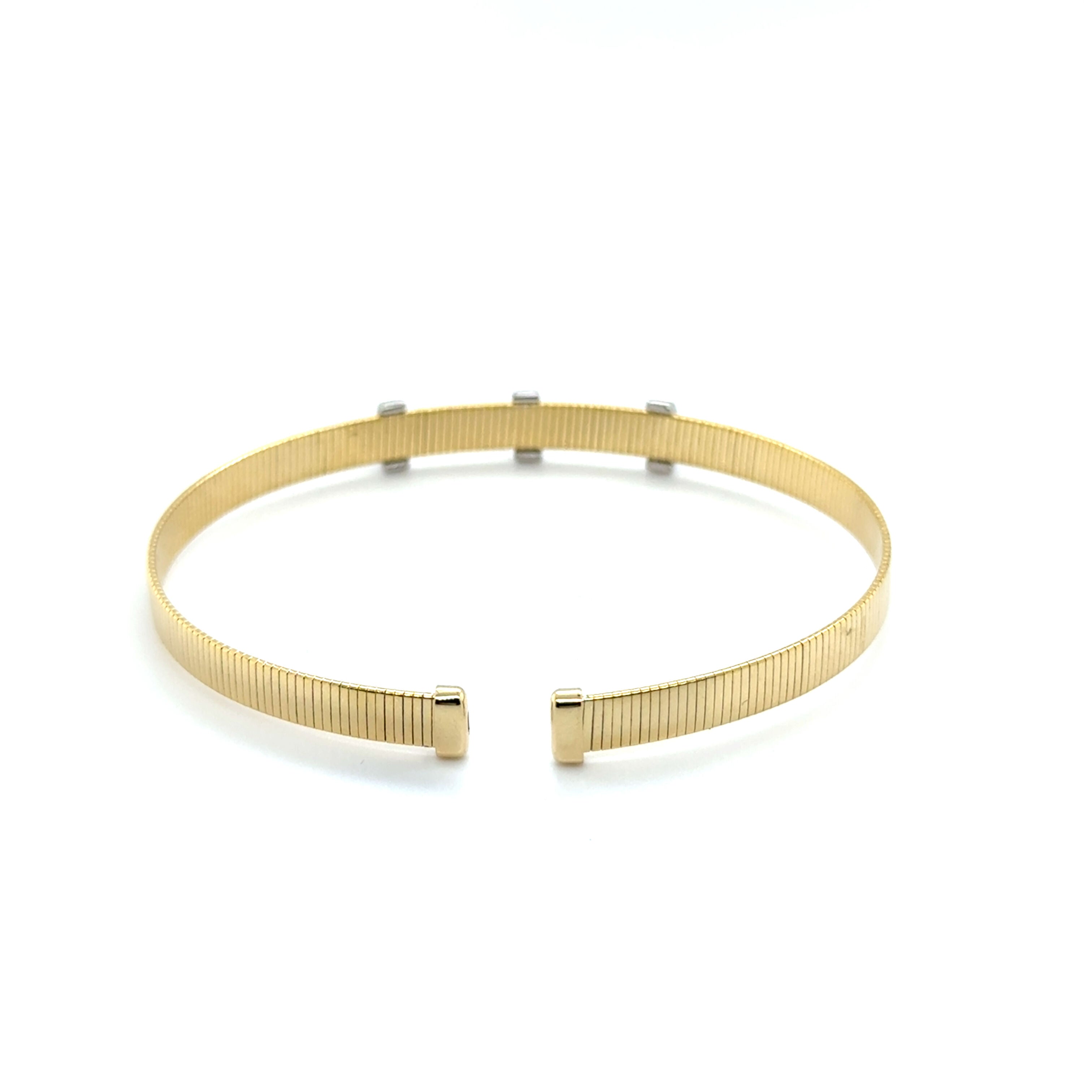 14K Gold Diamond Trio Cuff Bangle – Brilliant, Bold and Natural Diamond Detail