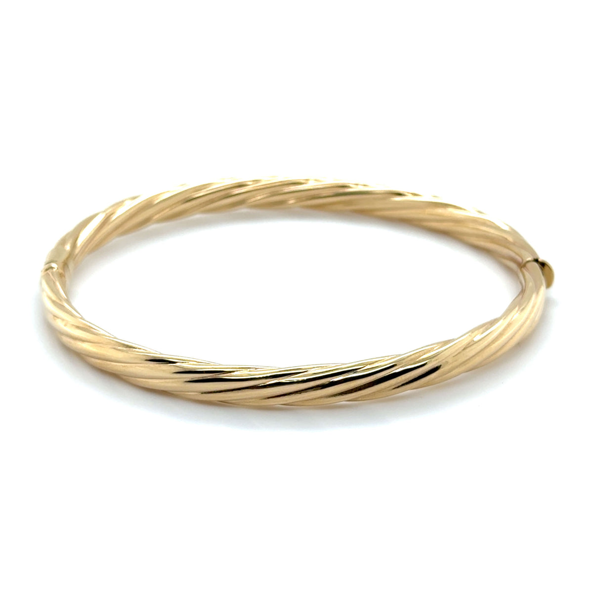 14K Gold 5mm Thick Twisted Bangle Bracelet with box clasp