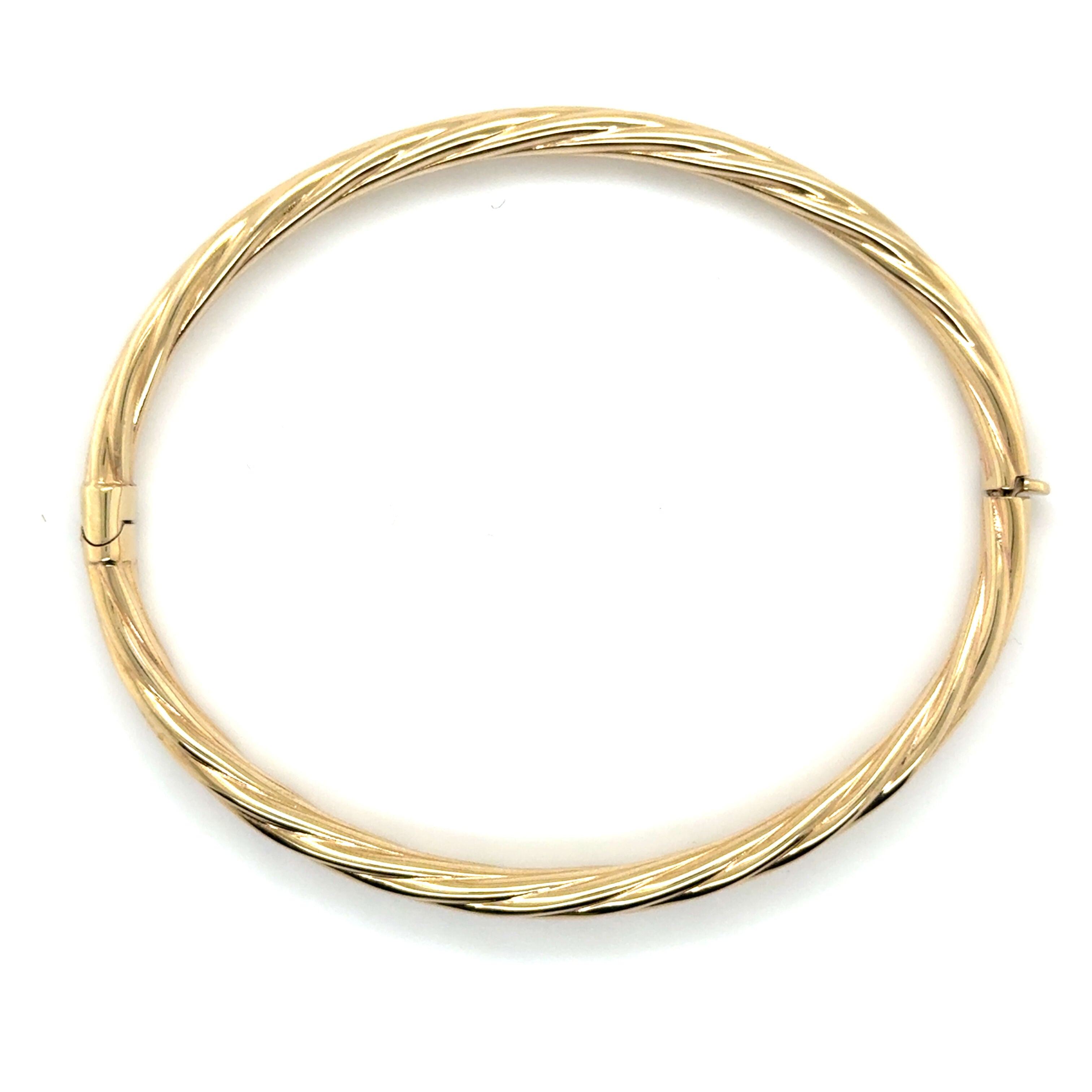 14K Gold 5mm Thick Twisted Bangle Bracelet with box clasp